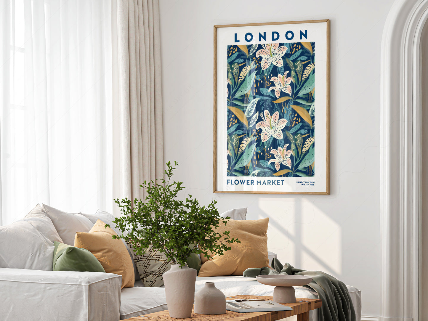 Flower Market London, Floral Wall Art - Fall Collection Blue
