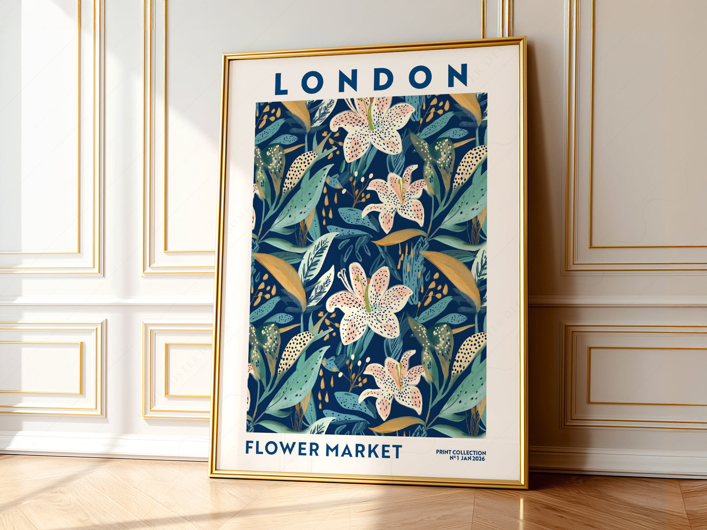 Flower Market London, Floral Wall Art - Fall Collection Blue