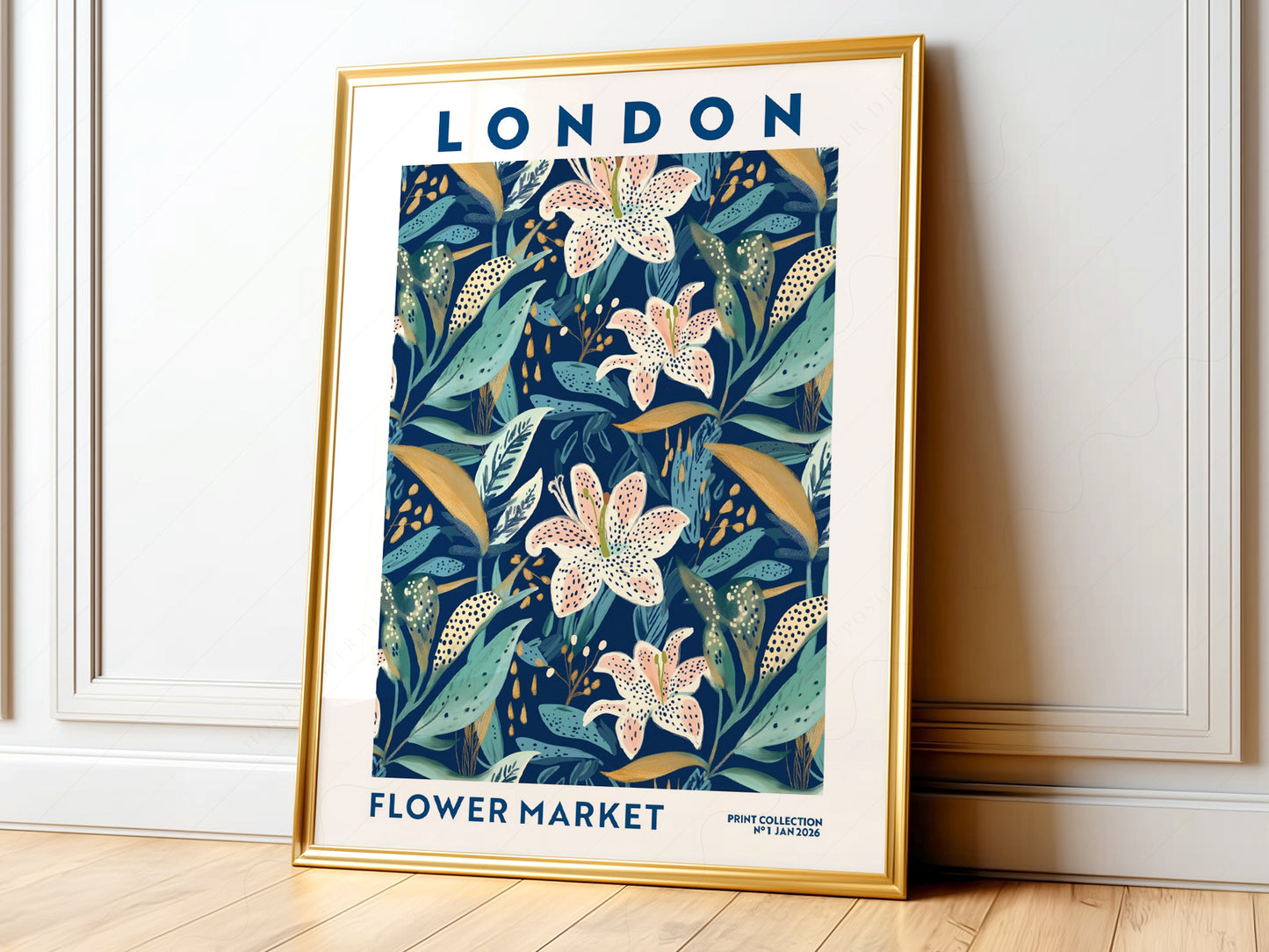 Flower Market London, Floral Wall Art - Fall Collection Blue