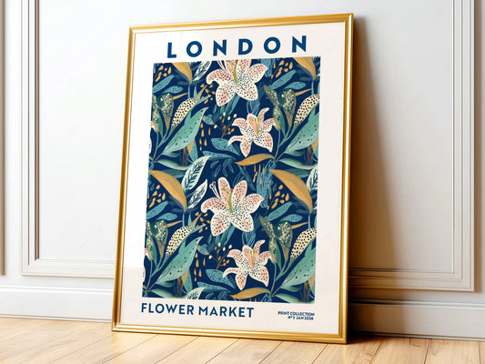 Flower Market London, Floral Wall Art - Fall Collection Blue