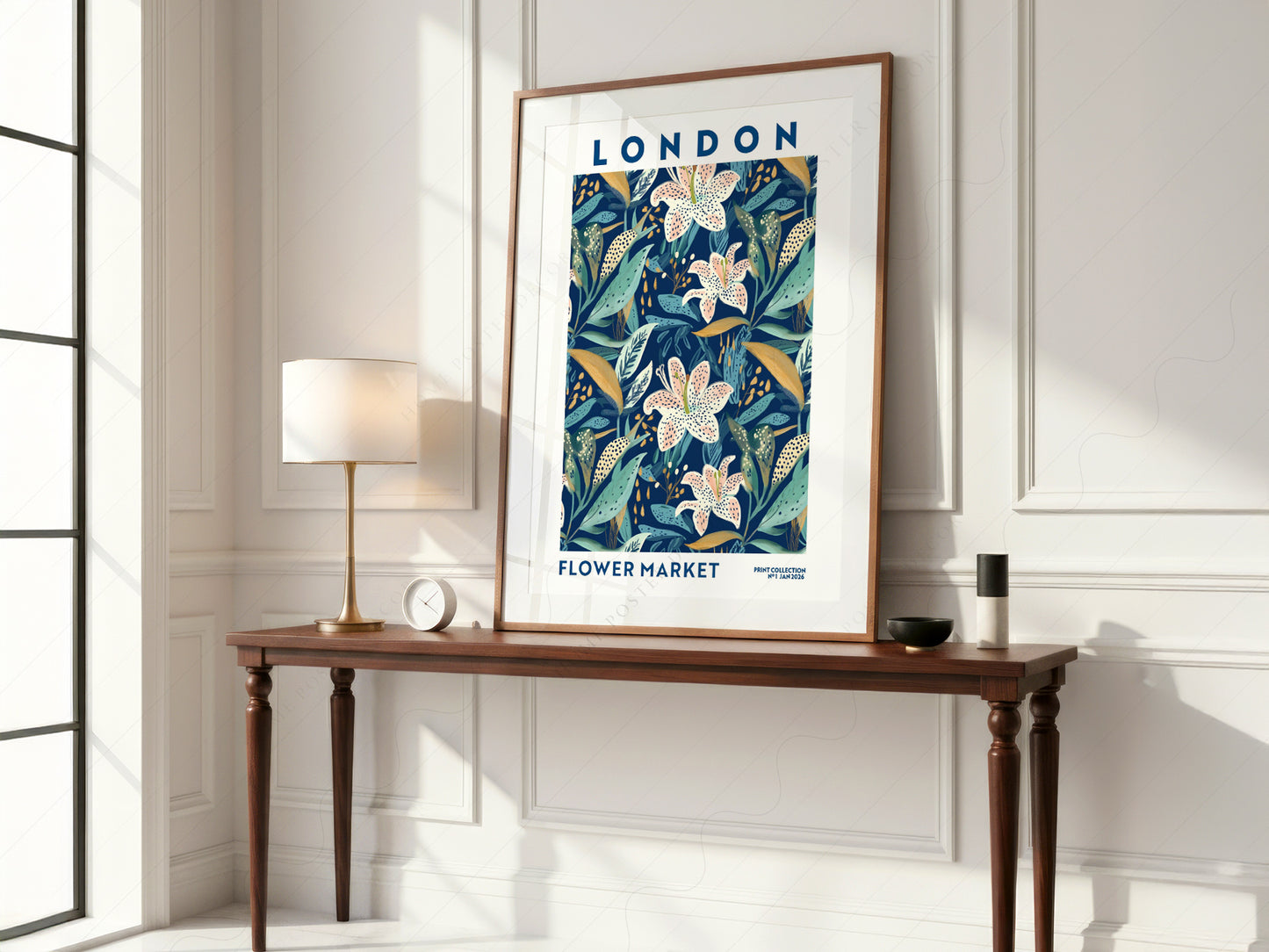 Flower Market London, Floral Wall Art - Fall Collection Blue