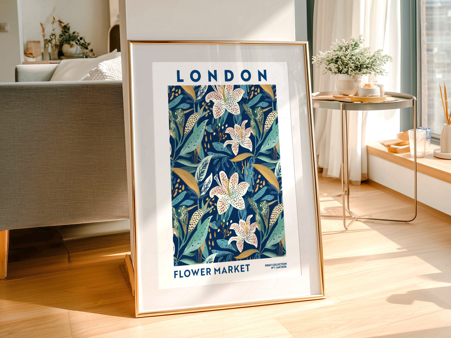 Flower Market London, Floral Wall Art - Fall Collection Blue