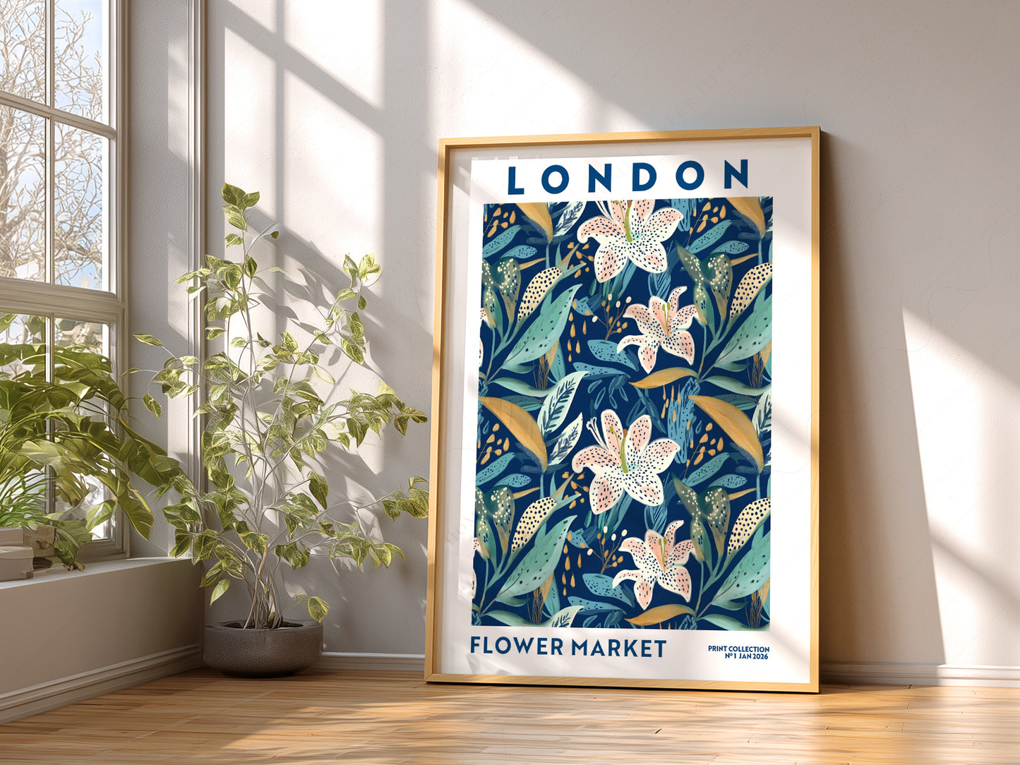Flower Market London, Floral Wall Art - Fall Collection Blue