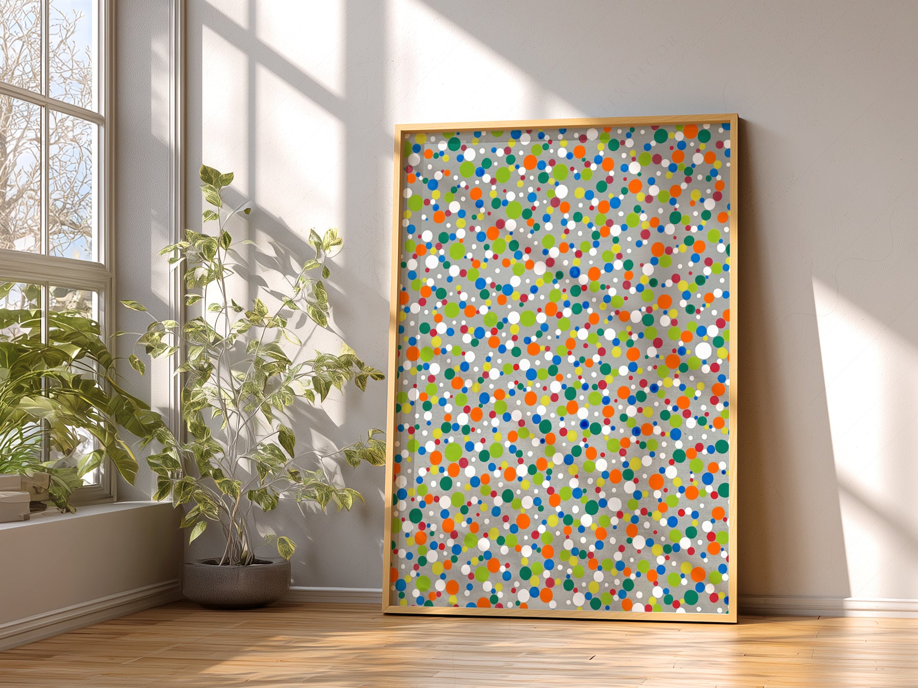 Close-up of Yayoi Kusama Dots nursery print on Premium Matte Paper