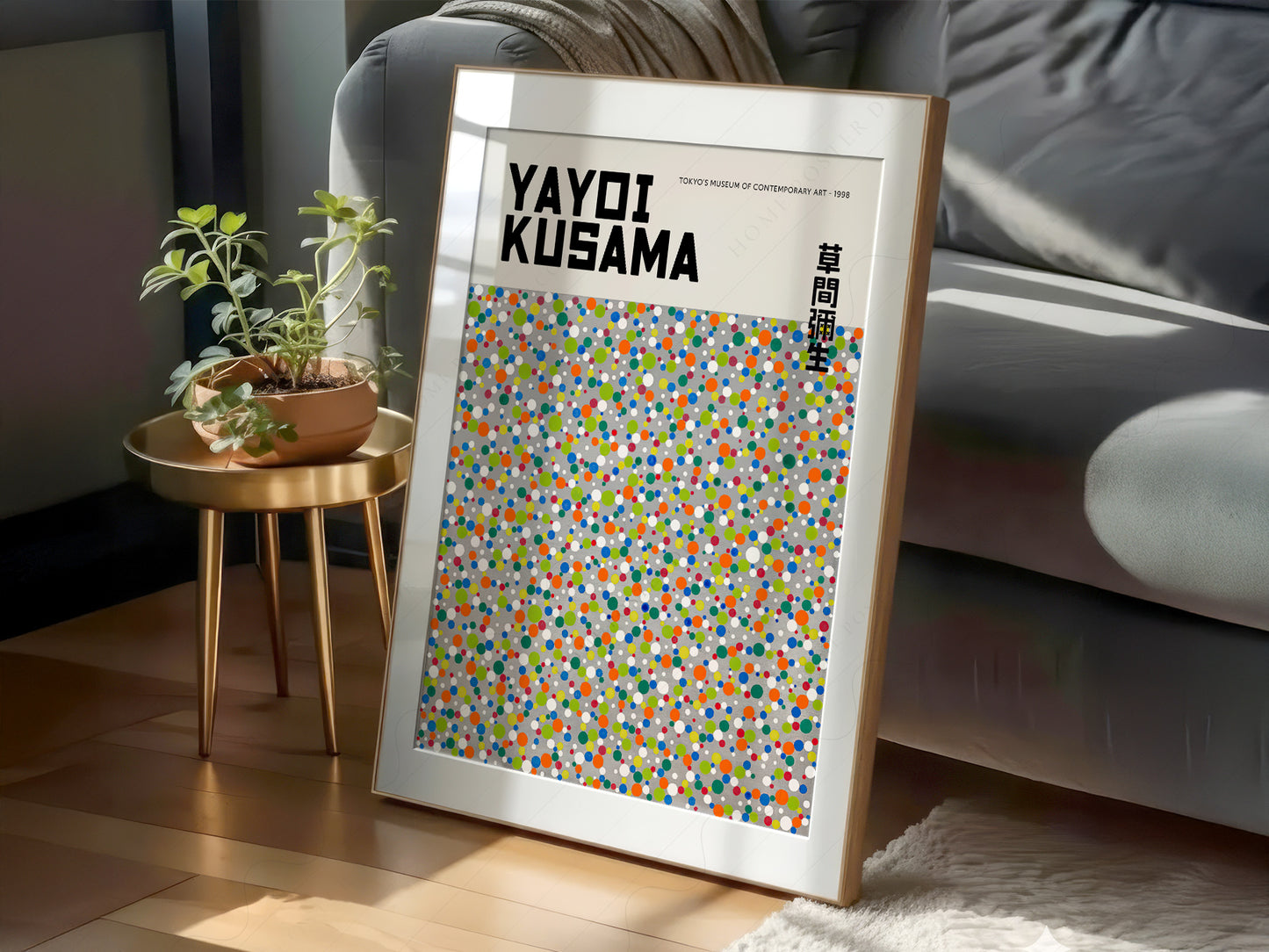 Yayoi Kusama Colorful Dots wall art print in multiple sizes for nursery walls