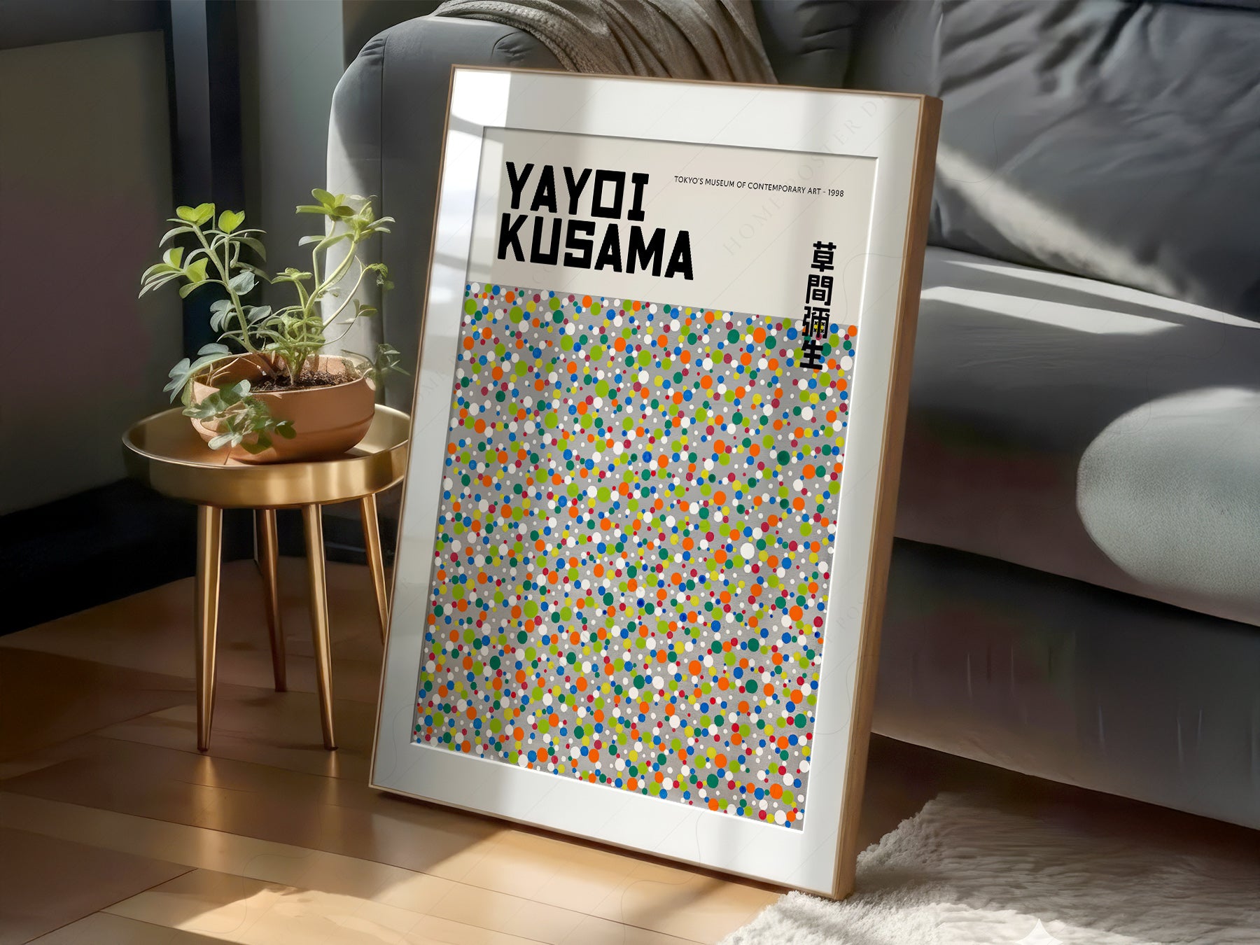 Yayoi Kusama Colorful Dots wall art print in multiple sizes for nursery walls