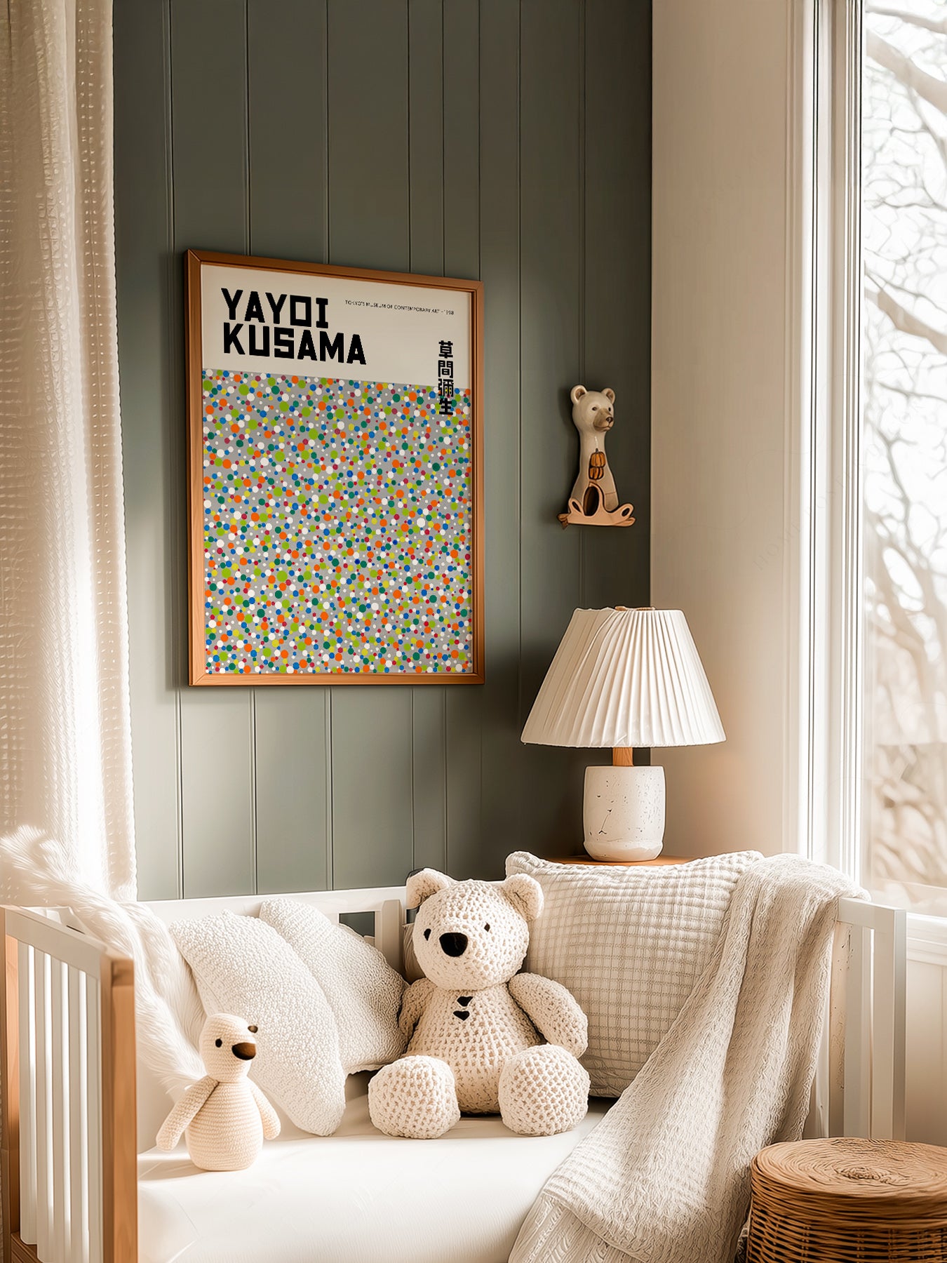 Yayoi Kusama Dots Exhibition in a light-filled Japandi-inspired living space