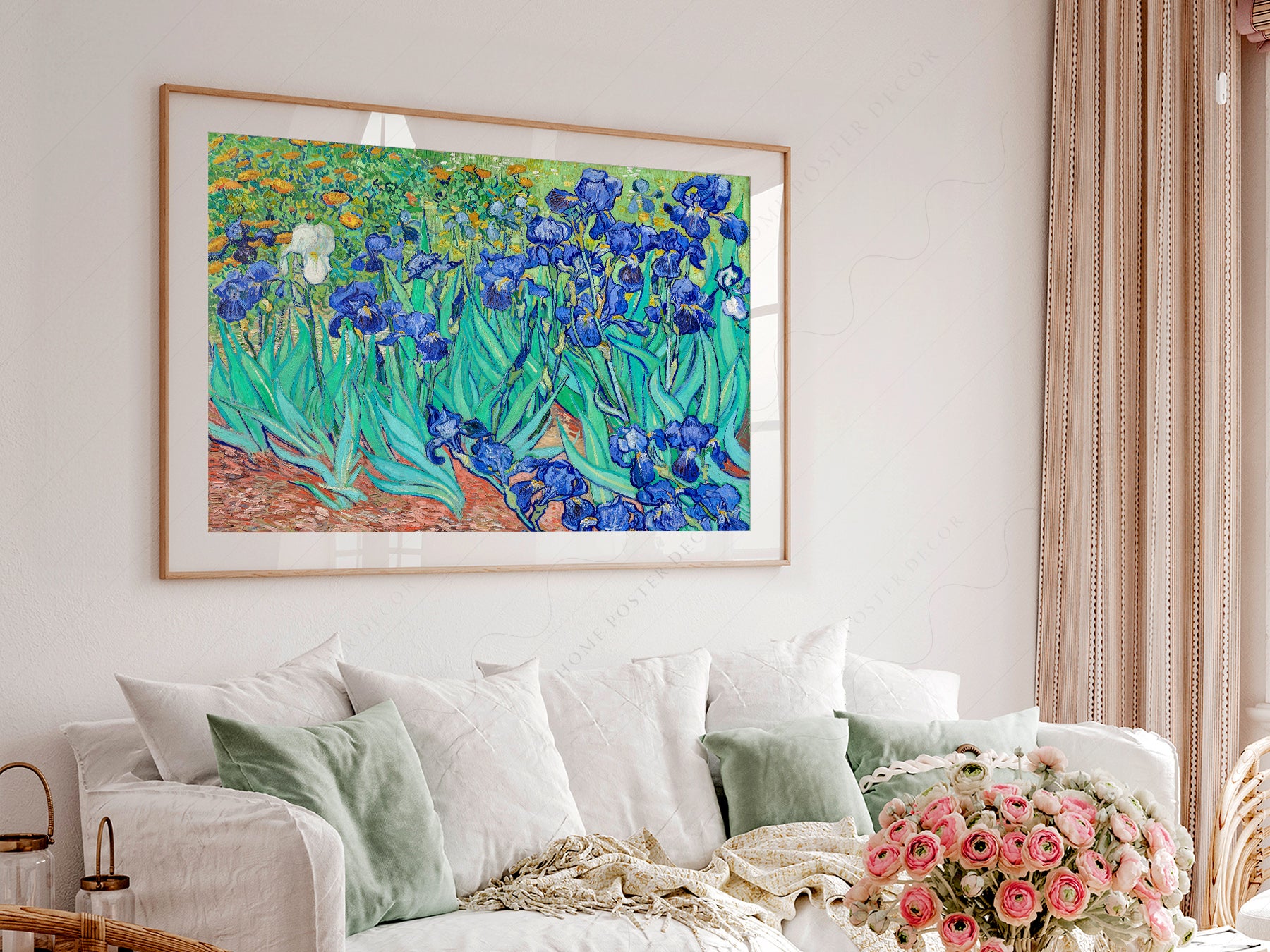 Vincent van Gogh art print as wall decor in a minimalist home office