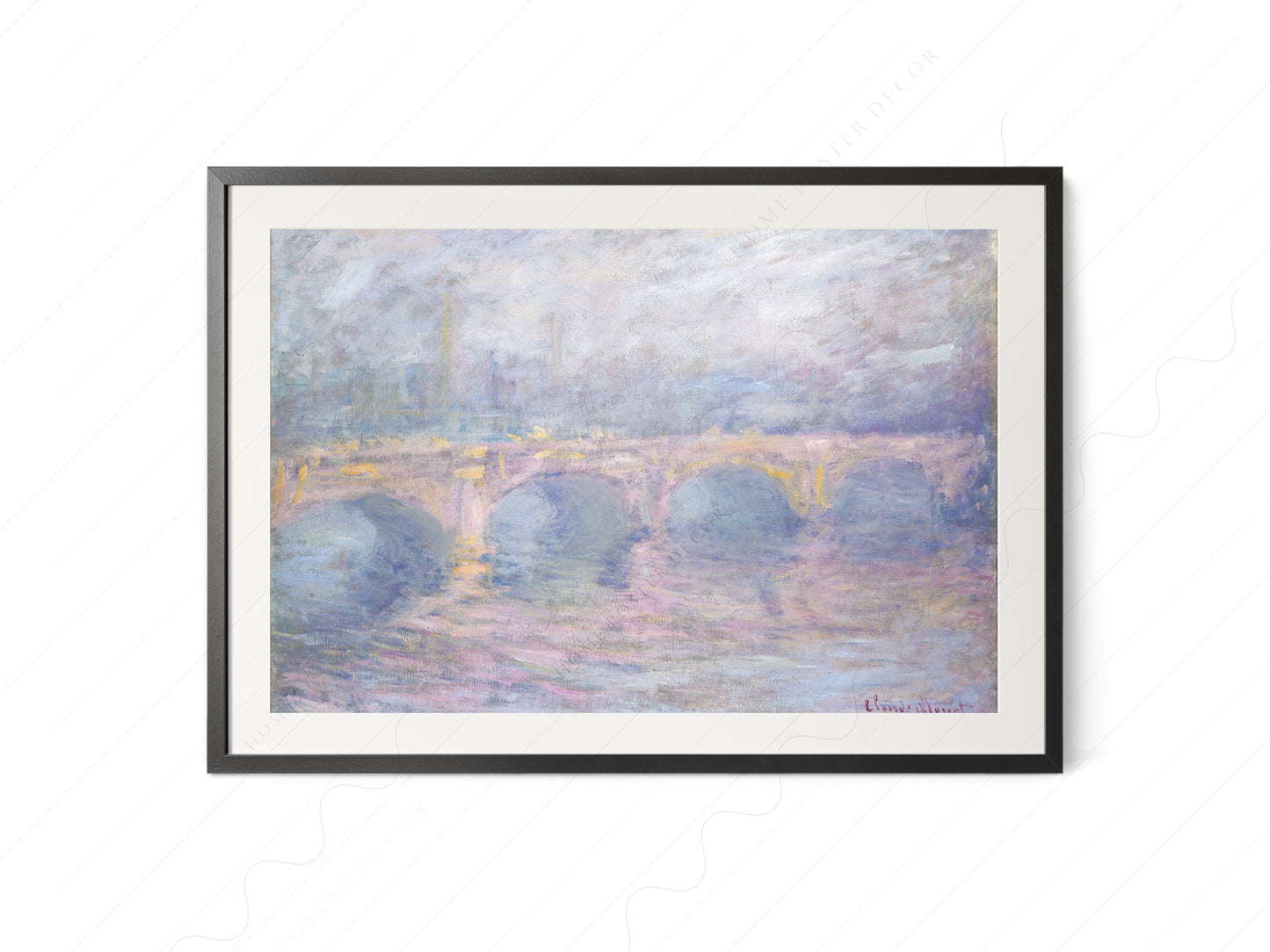 Gallery wall featuring Claude Monet Waterloo Bridge at Sunset fine art print