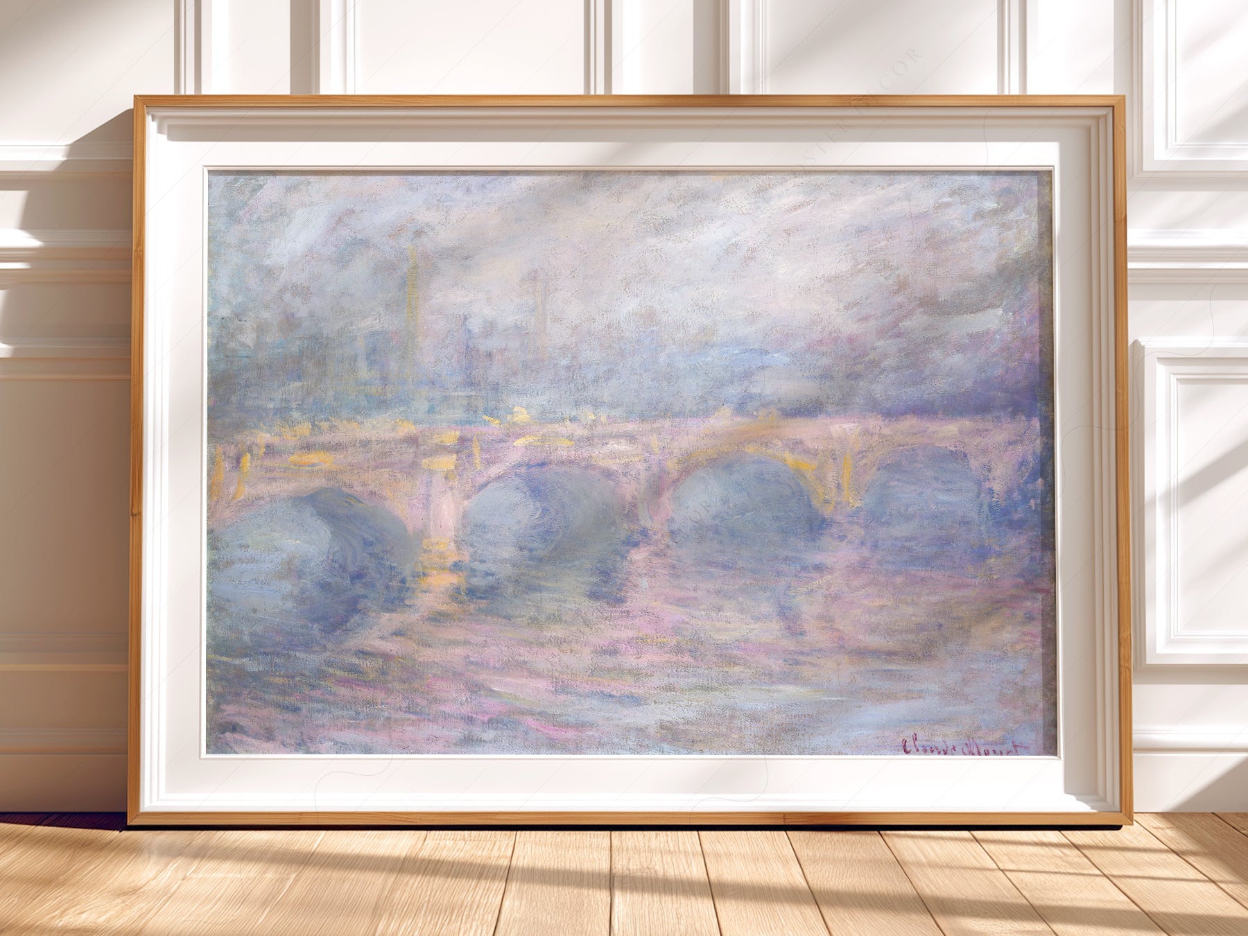 Claude Monet wall art in a cozy home study or reading room