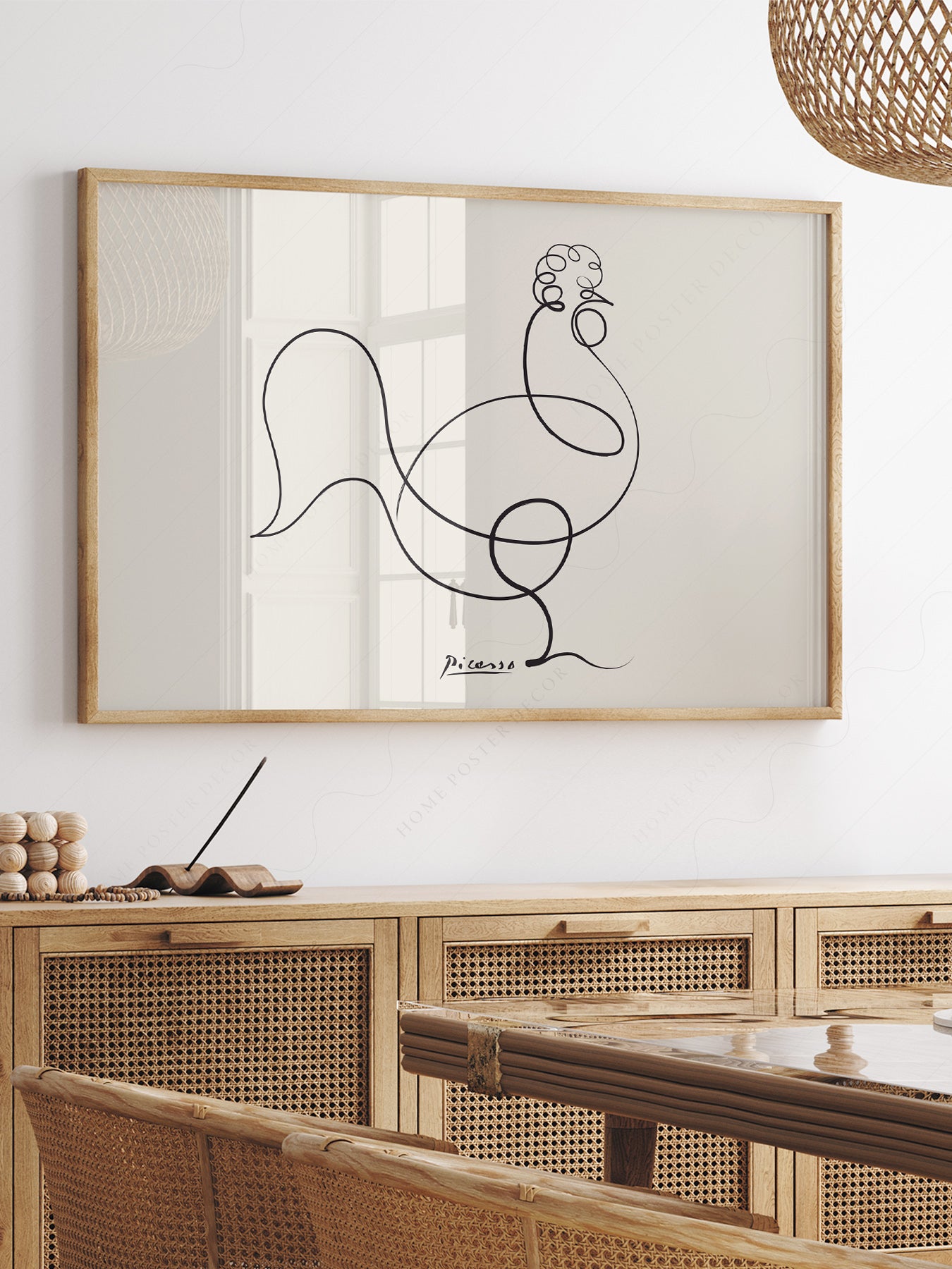 Close-up of Pablo Picasso Le Coq The Rooster Line archival print on Premium Matte Paper