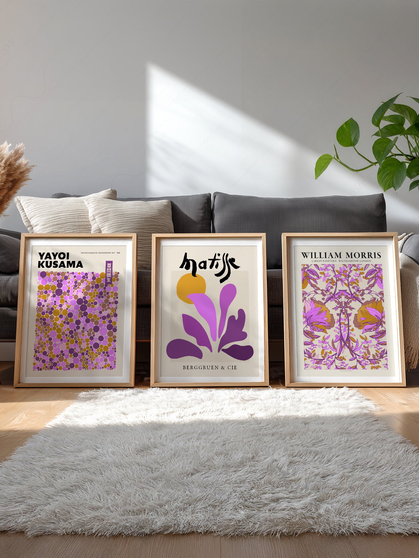 Matisse Morris Kusama Set of 3 Prints – Purple Gallery – gallery wall art poster