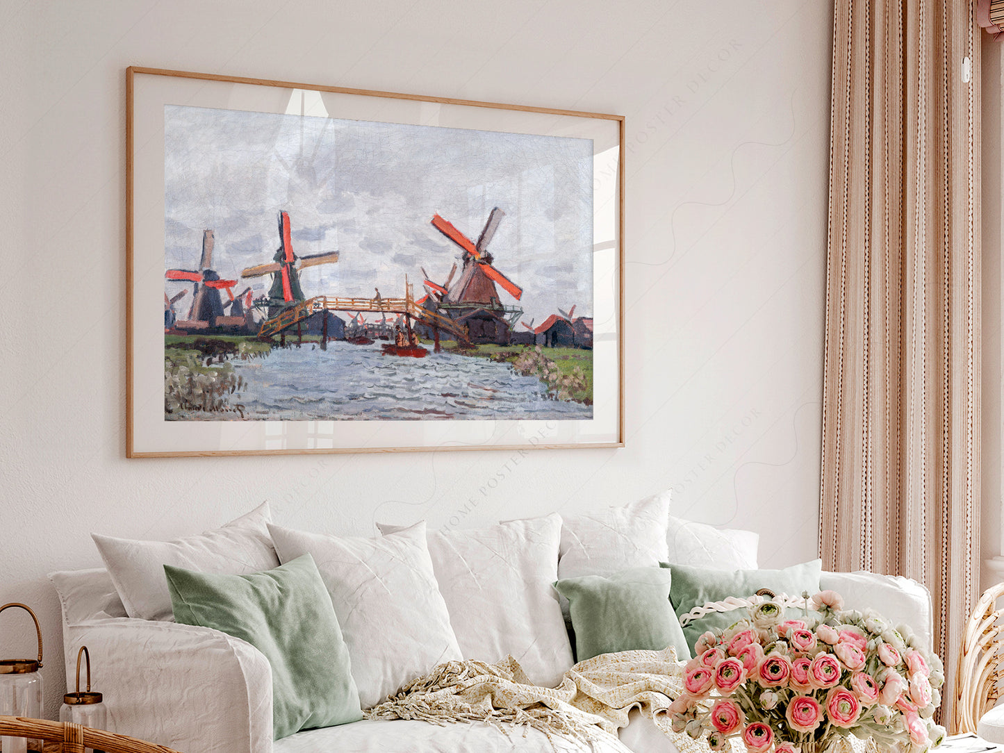 Claude Monet Poster, Windmills near Zaandam - Netherlands