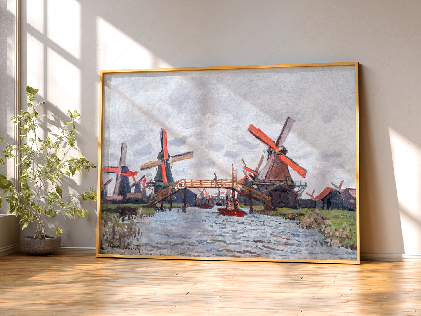 Claude Monet Poster, Windmills near Zaandam - Netherlands