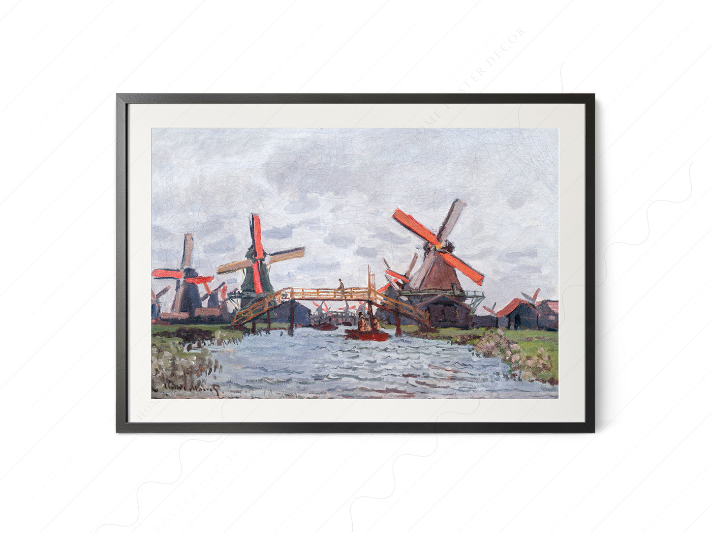 Claude Monet Poster, Windmills near Zaandam - Netherlands