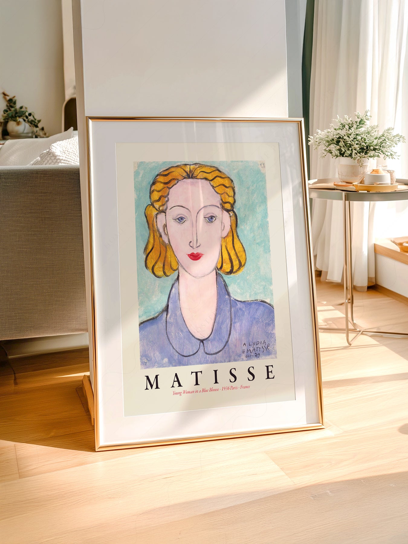 Henri Matisse Young Woman in a Blue Blouse Art Print – Modern Portrait Poster