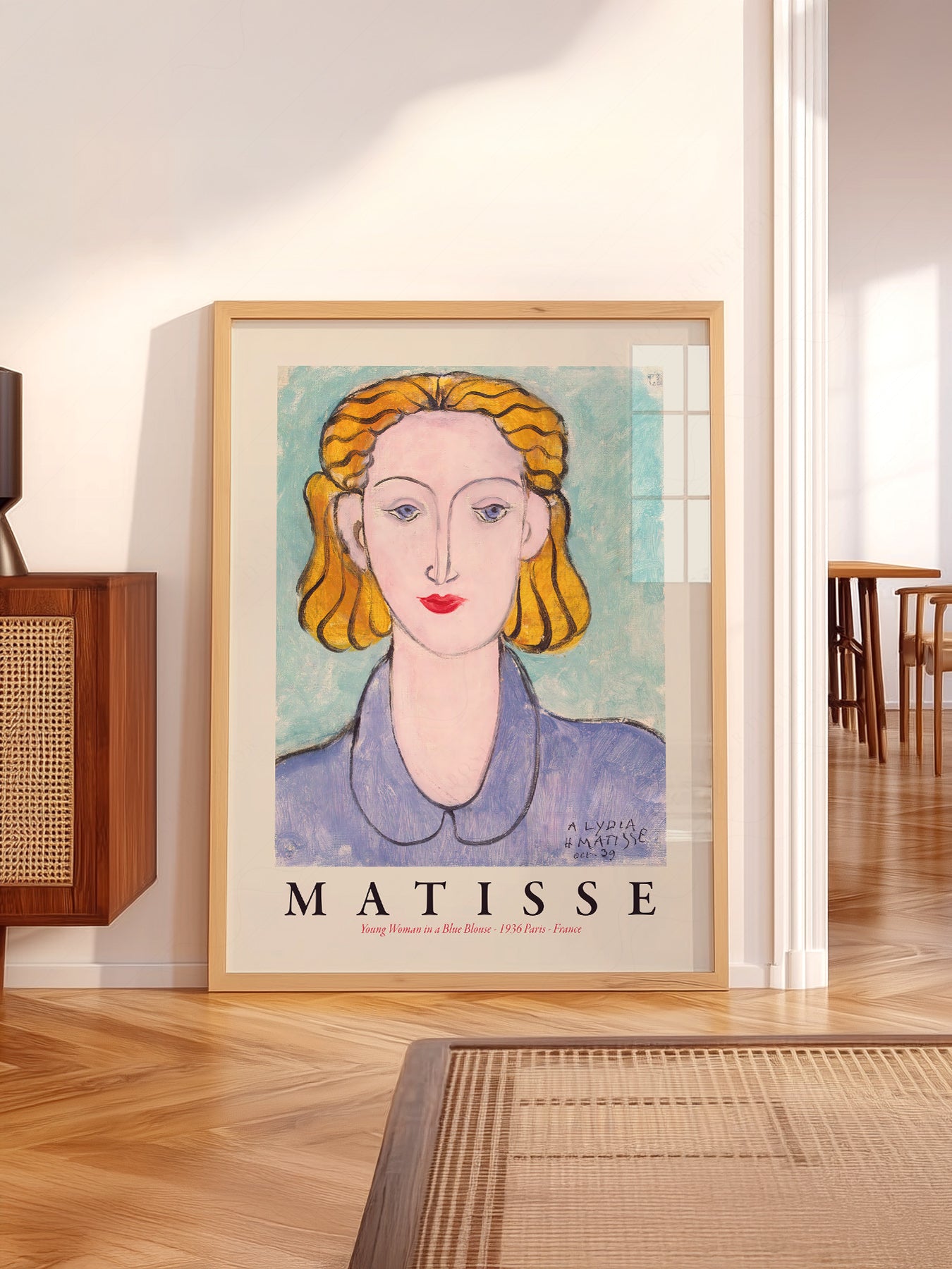 Henri Matisse Young Woman in a Blue Blouse Art Print – Modern Portrait Poster