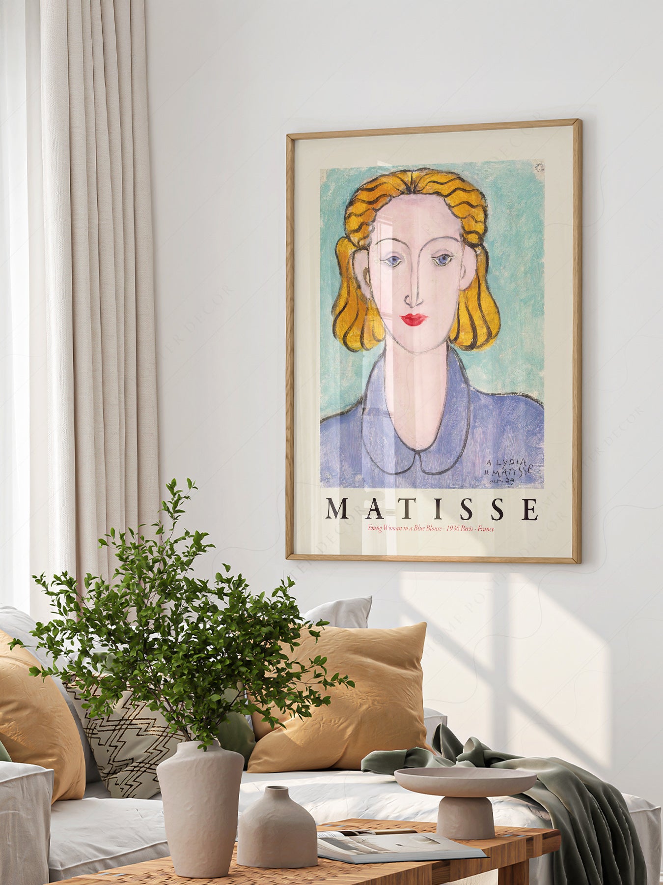 Henri Matisse Young Woman in a Blue Blouse Art Print – Modern Portrait Poster