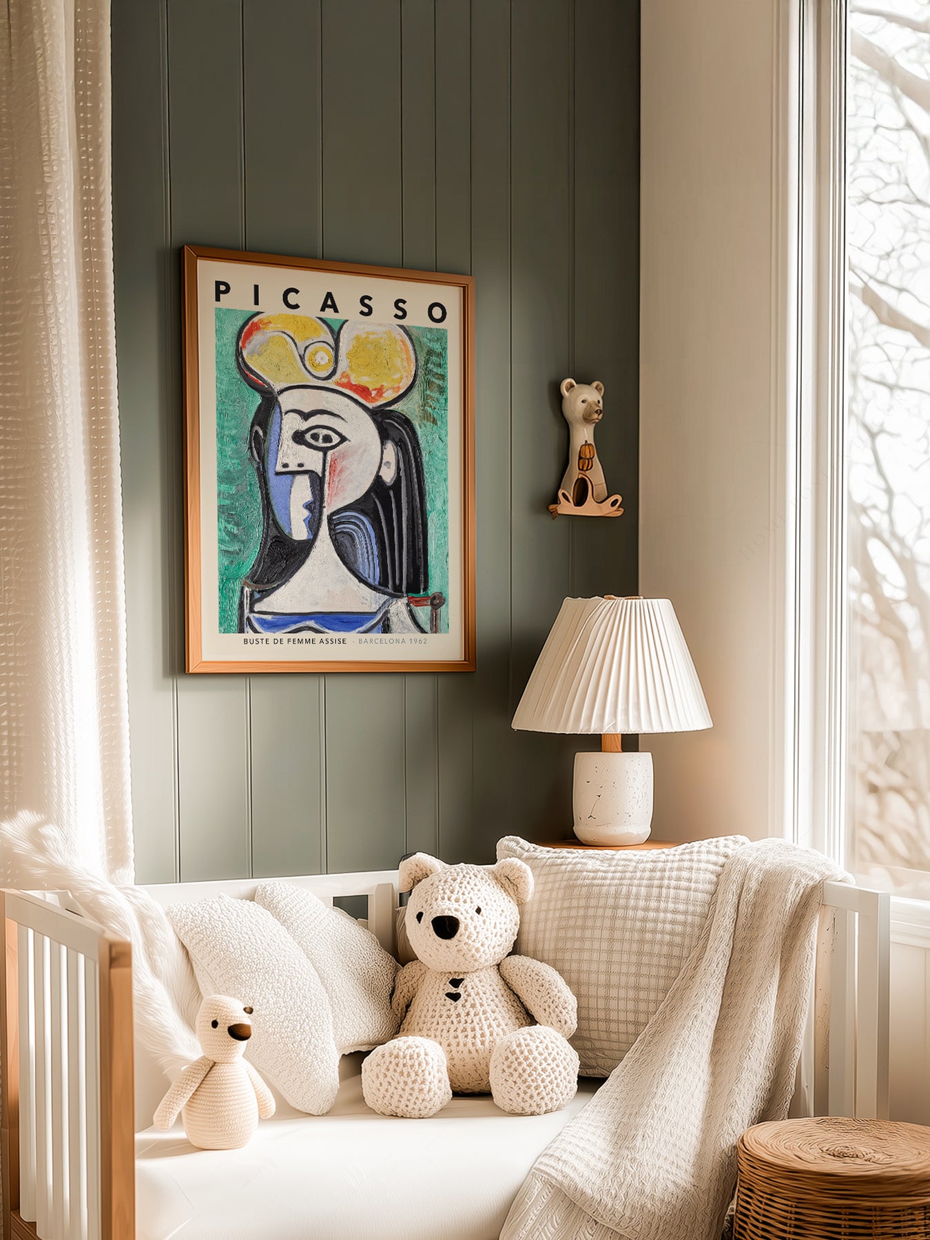 Pablo Picasso Buste de Femme Assise in a light-filled Japandi-inspired living space