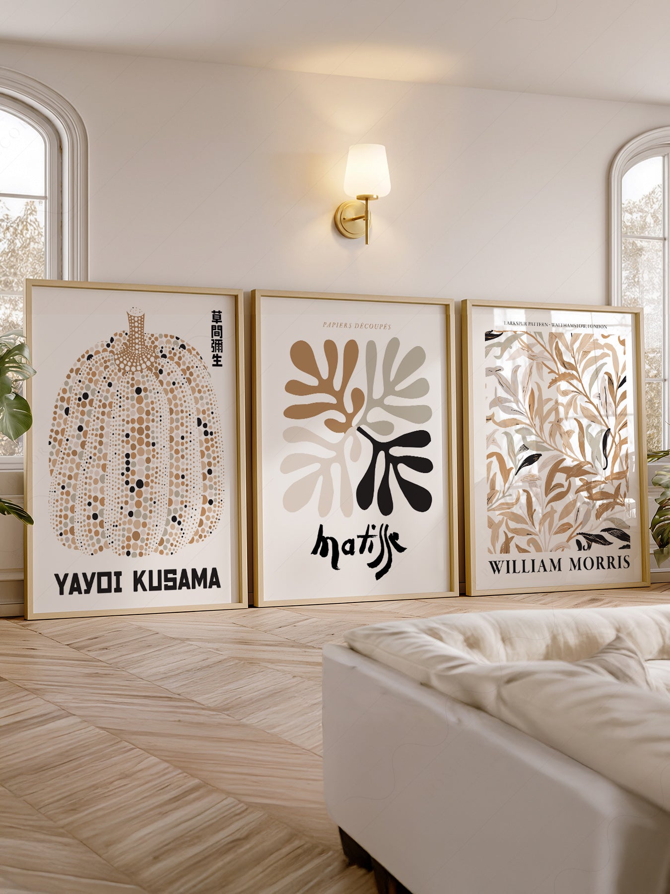 Matisse Kusama Morris Gallery Wall Set of 3 – Neutral – classic art print reproduction