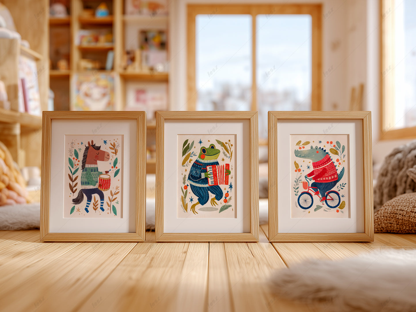 Set of Three Animal Nursery Prints – Charming Wall Decor for Nursery