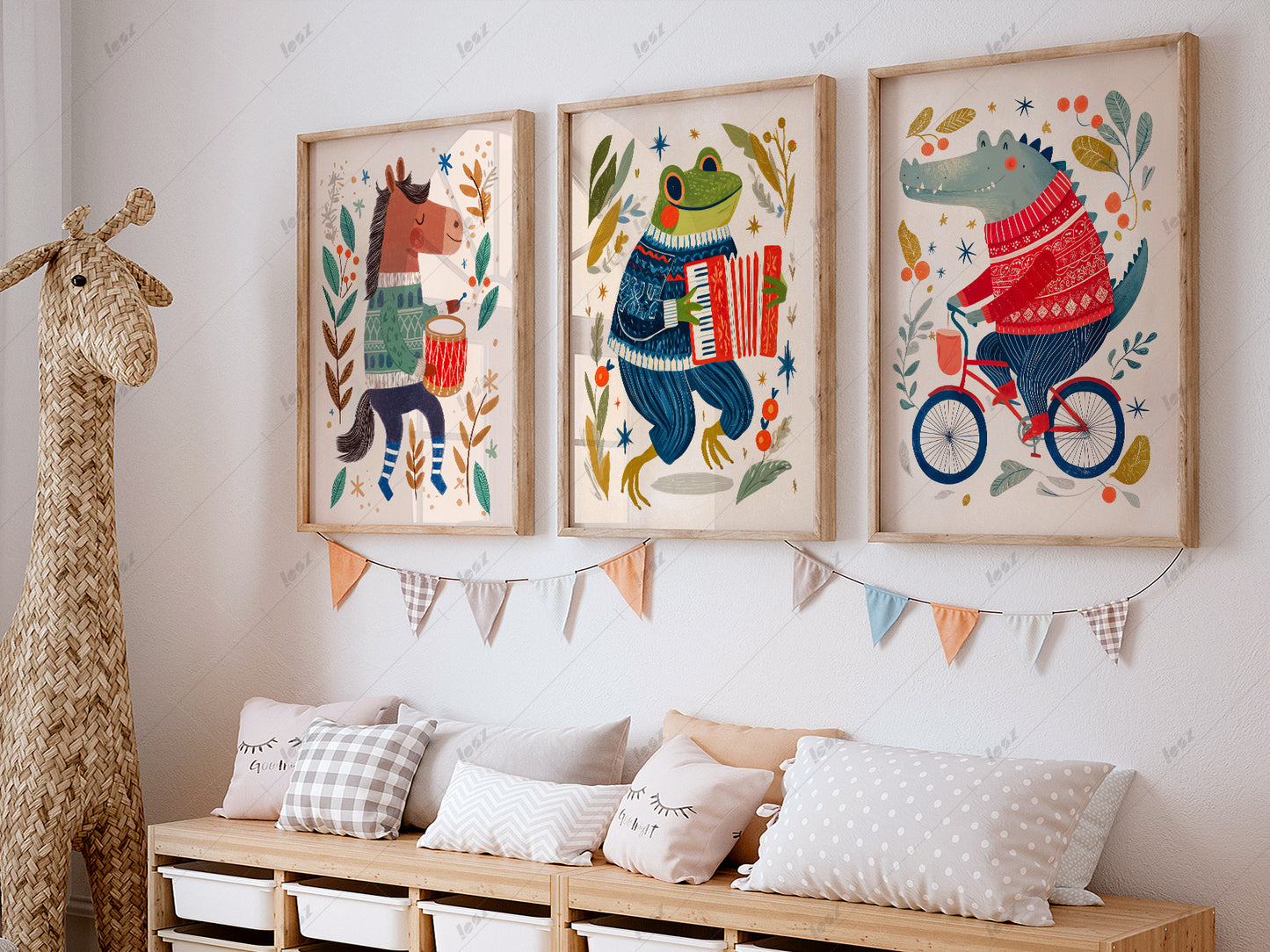 Set of Three Animal Nursery Prints – Charming Wall Decor for Nursery