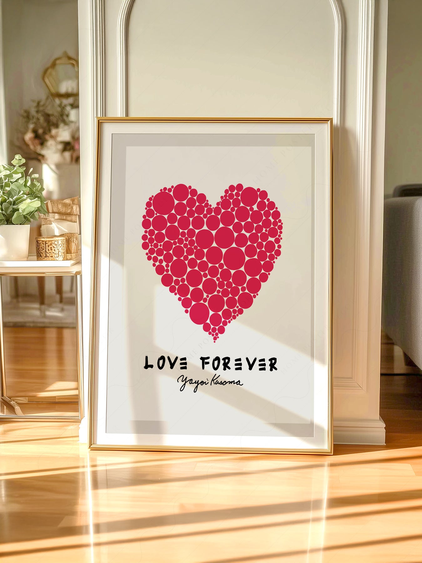 Yayoi Kusama Love Forever Art Print – Red Heart Polka – gallery wall art poster
