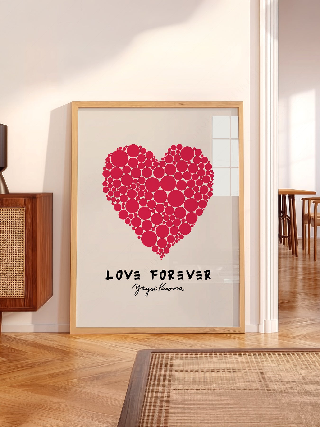 Yayoi Kusama Love Forever Art Print – Red Heart Polka – classic art print reproduction