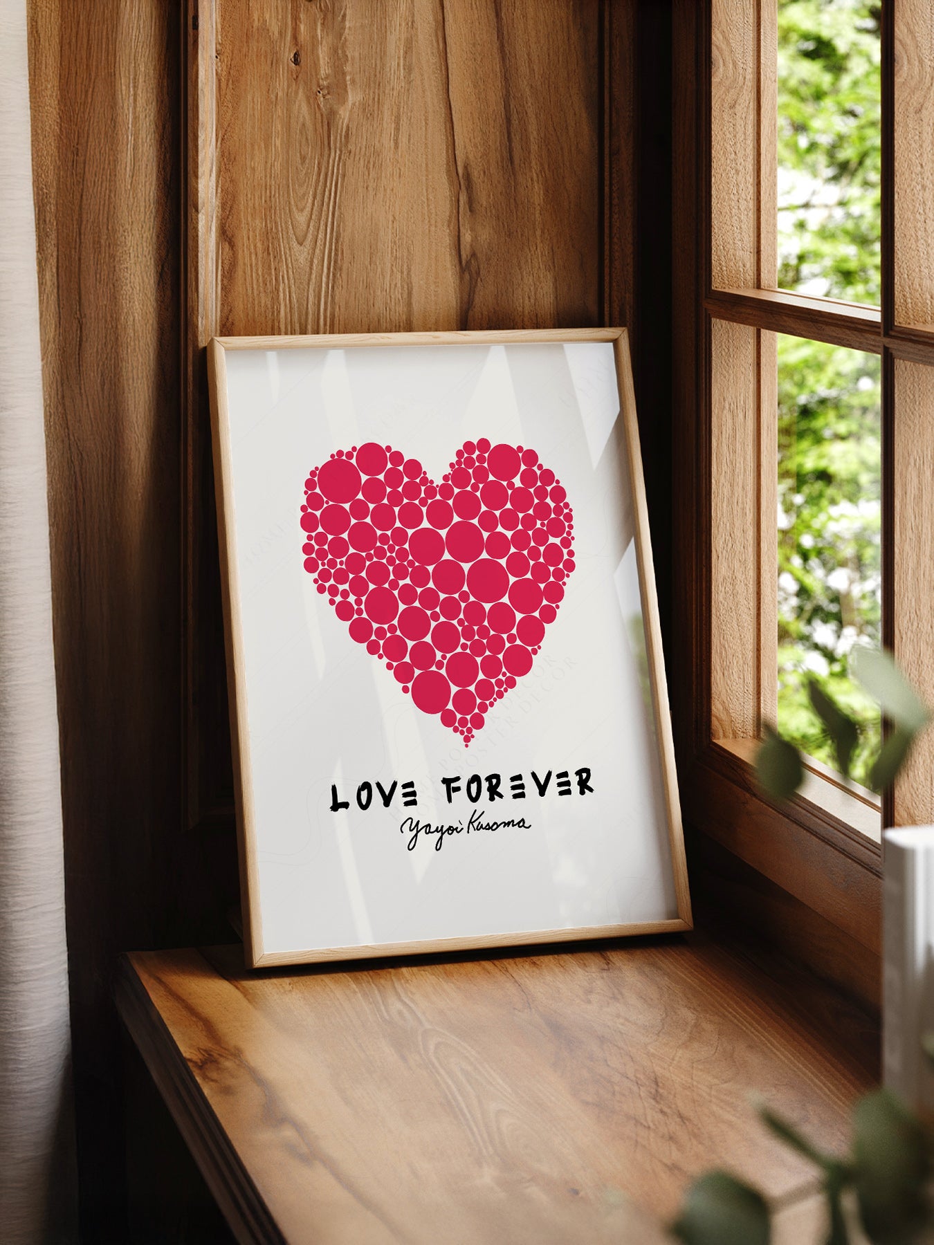 Yayoi Kusama Love Forever Art Print – Red Heart Polka – art poster for living room
