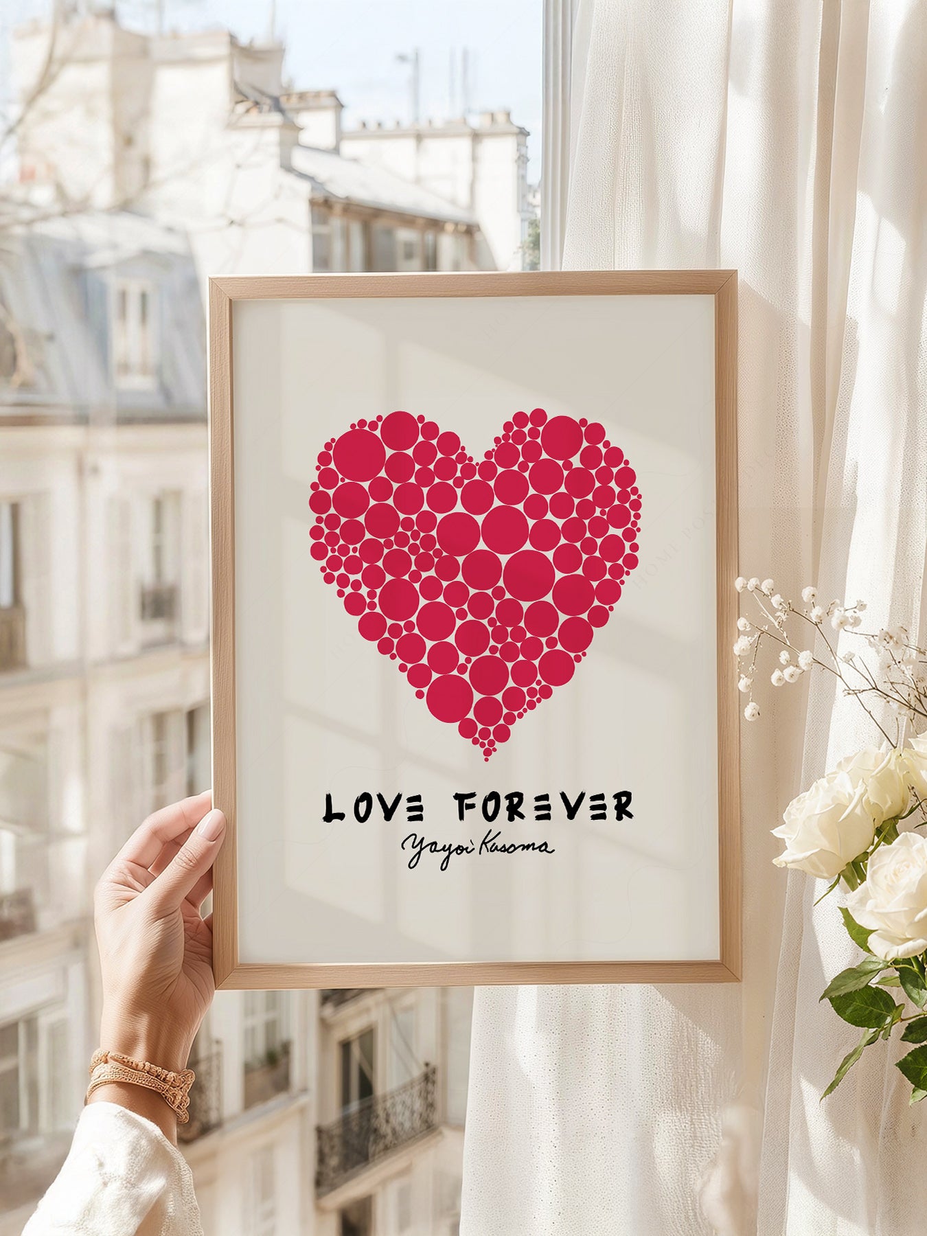 Yayoi Kusama Love Forever Art Print – Red Heart Polka – fine art wall poster