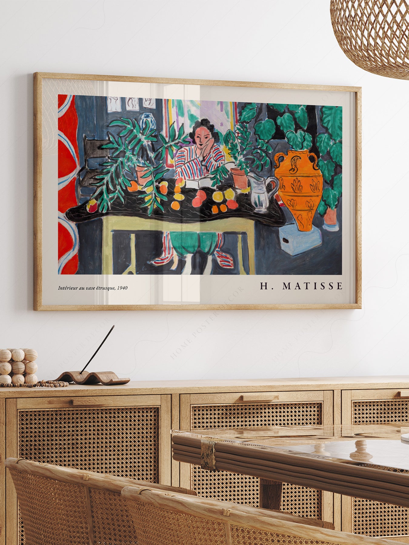 Close-up of Henri Matisse Interior with Etruscan archival print on Premium Matte Paper