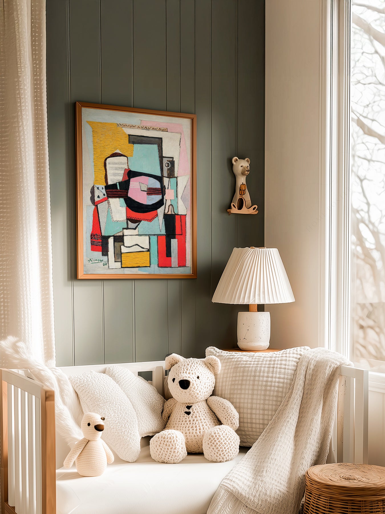 Pablo Picasso Guitar on a Table in a light-filled Japandi-inspired living space