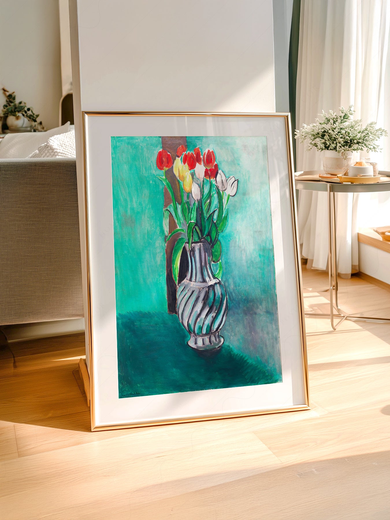 Henri Matisse art print styled in a Scandinavian bedroom