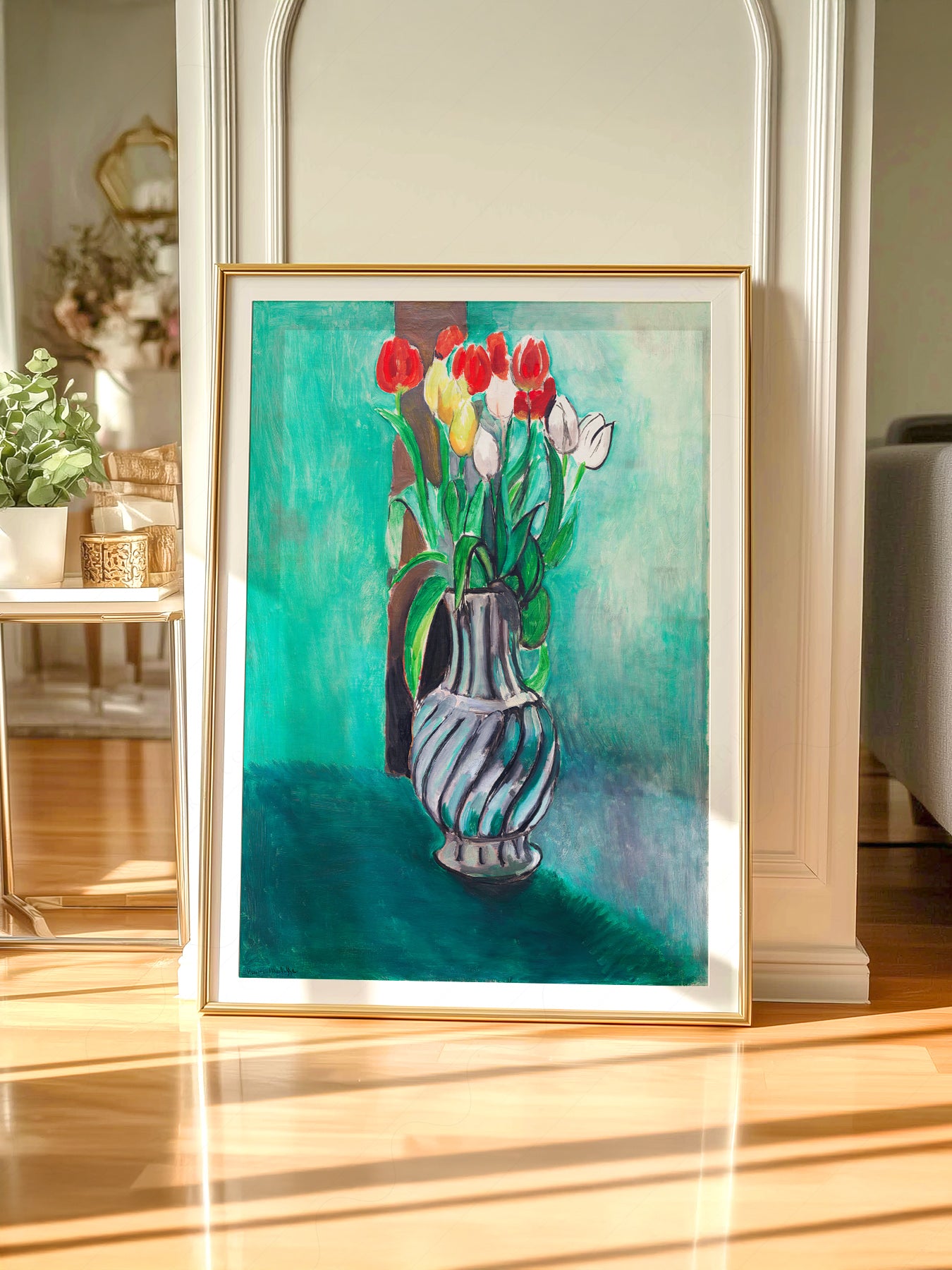 Gallery wall featuring Henri Matisse Tulips in Vase fine art print