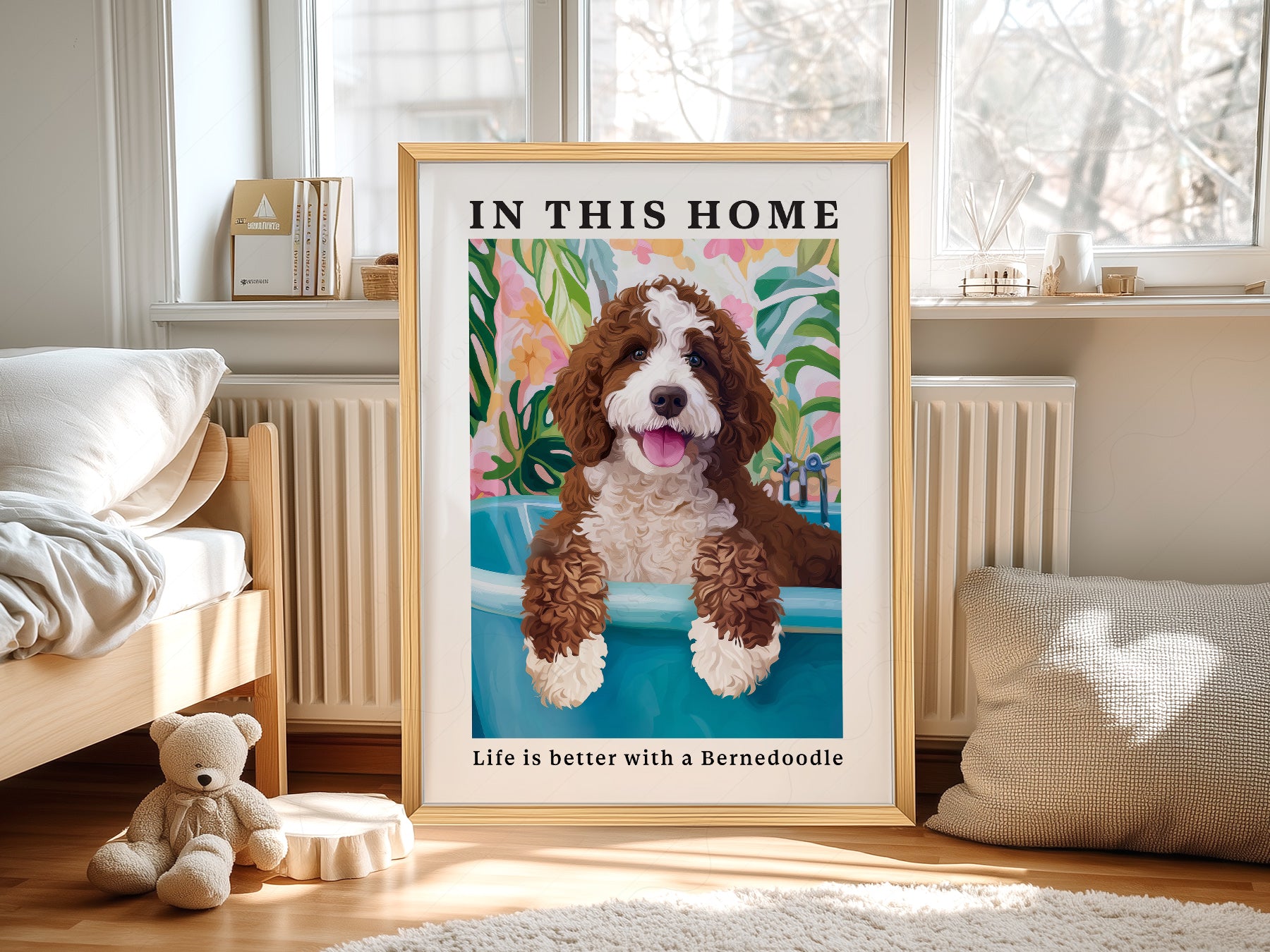 Bernedoodle Dog print on 100% Cotton Matte Paper – texture detail