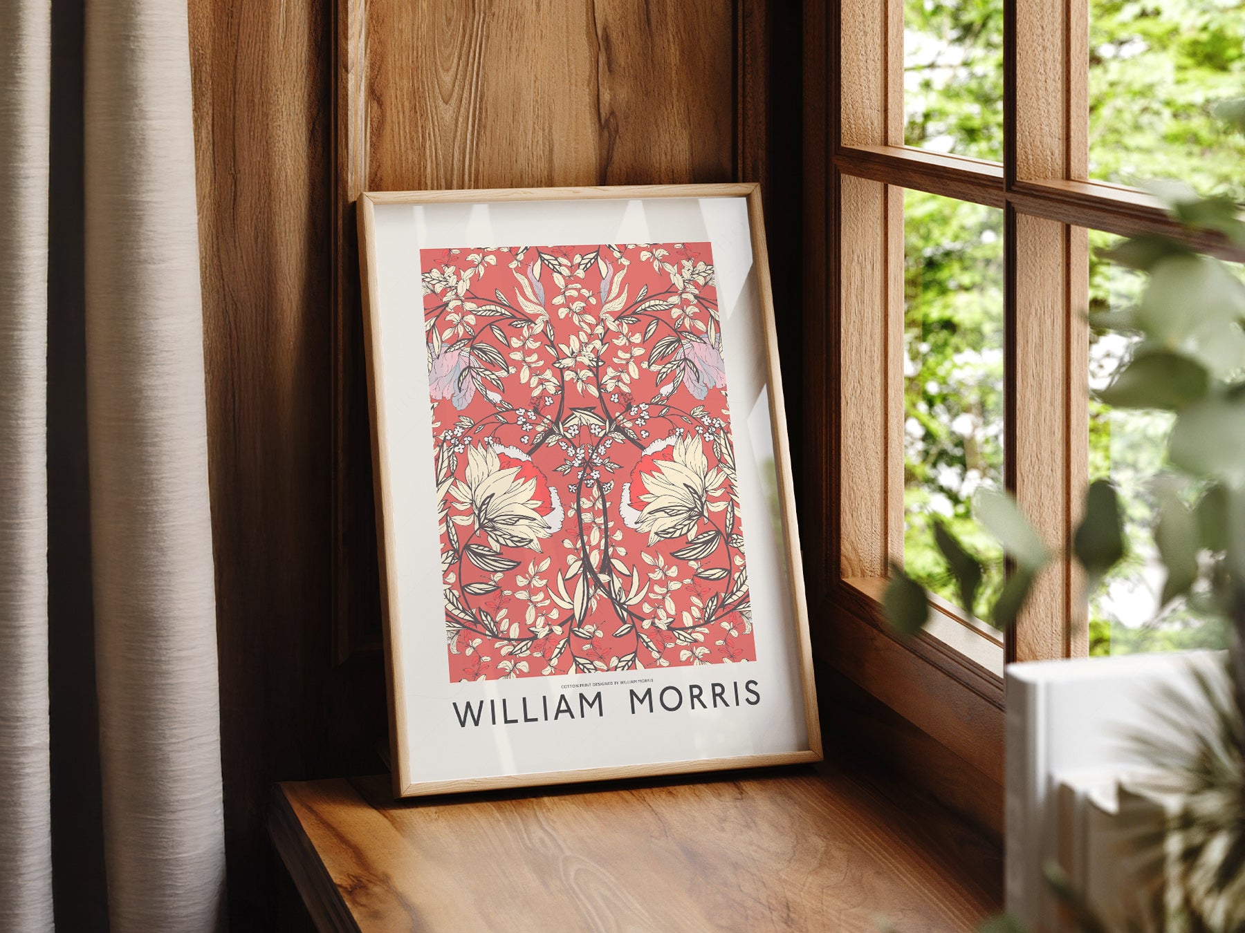 William Morris wall art in a cozy home study or reading room