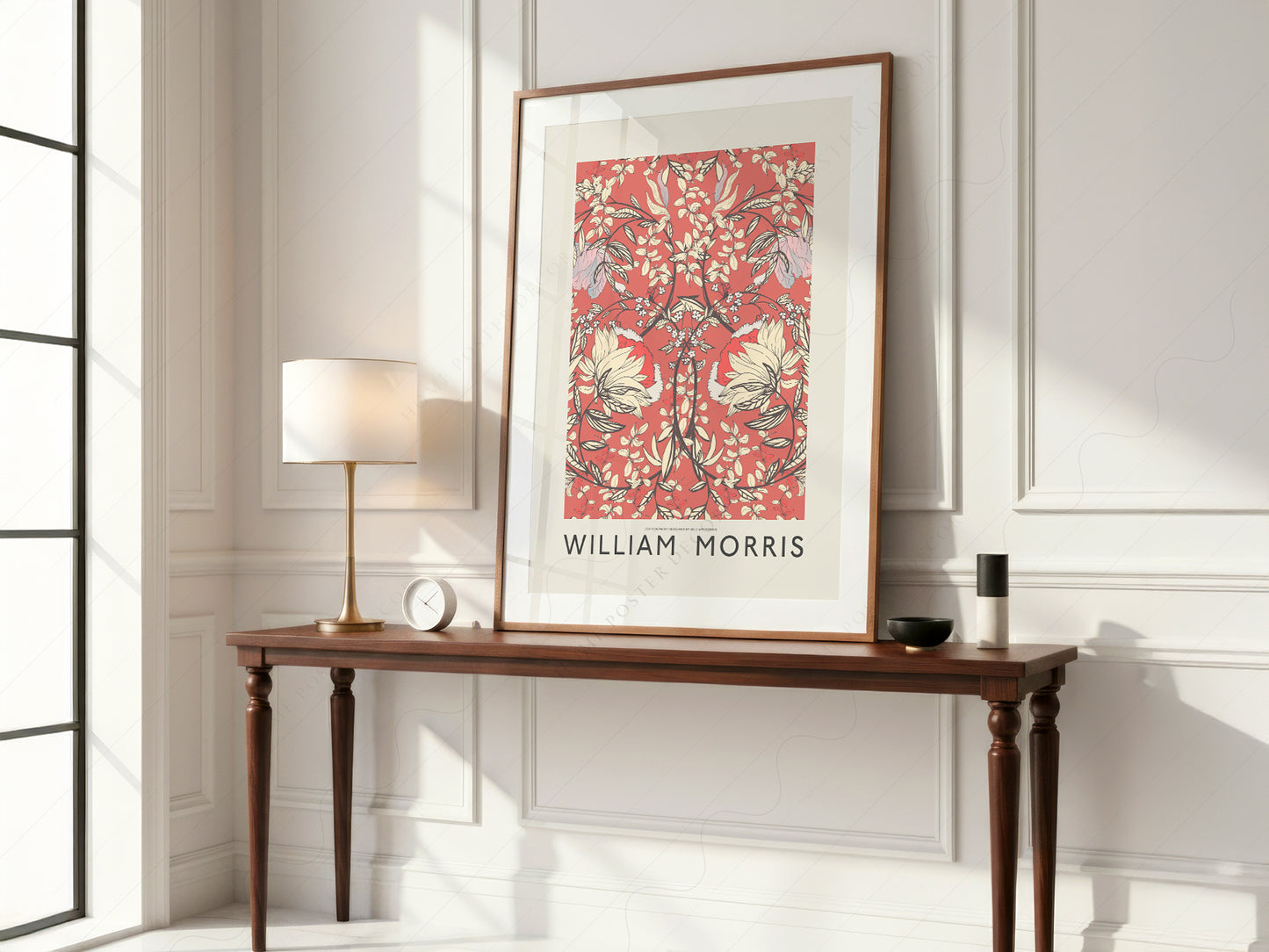 Gallery wall featuring William Morris Red Floral Cotton fine art print