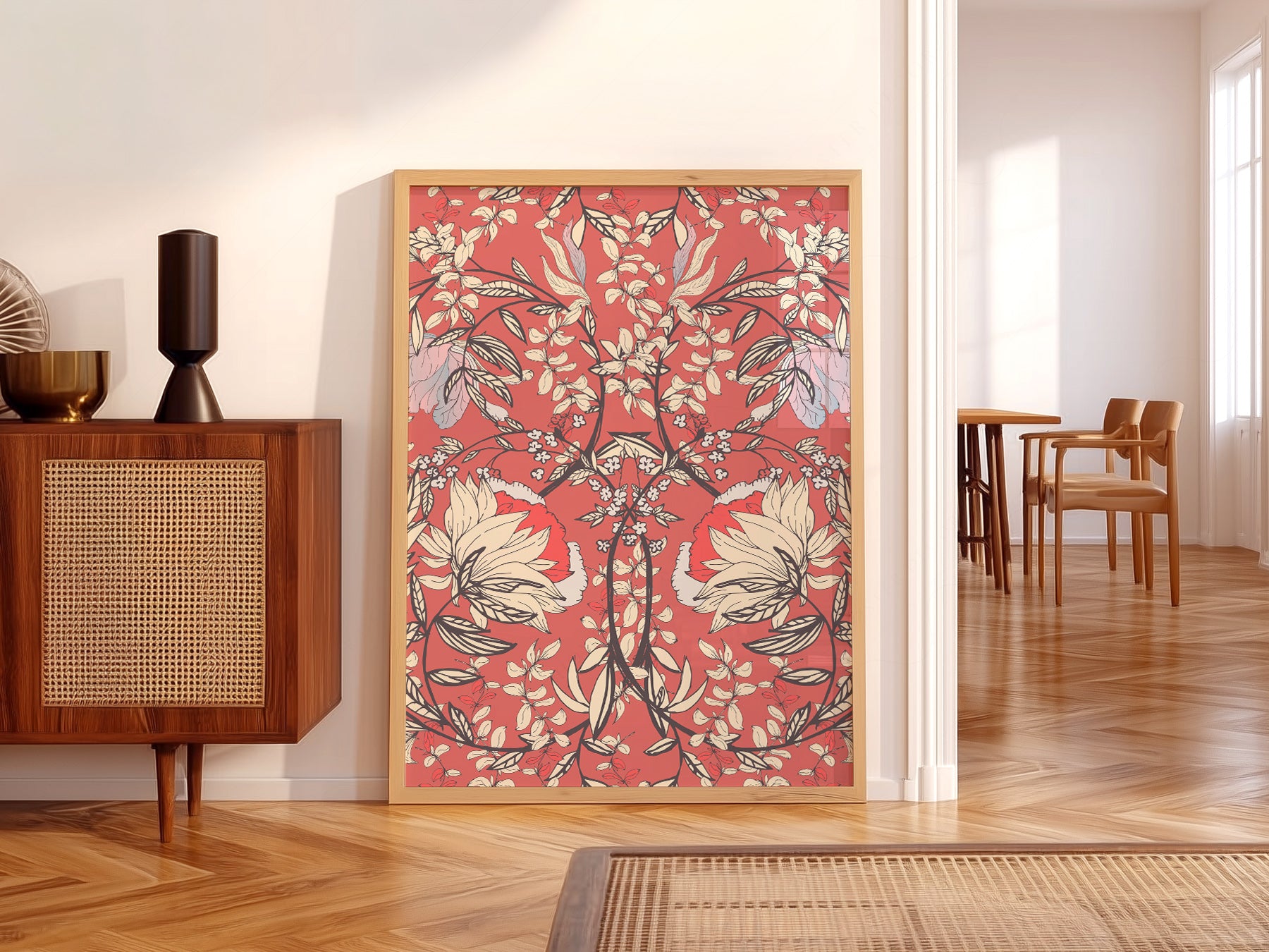 Gallery wall featuring William Morris Red Floral Pattern fine art print