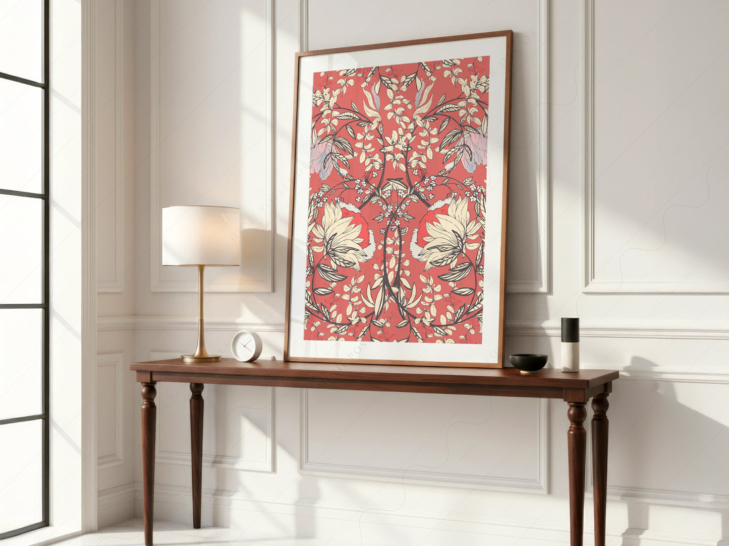 William Morris art print styled in a Scandinavian bedroom