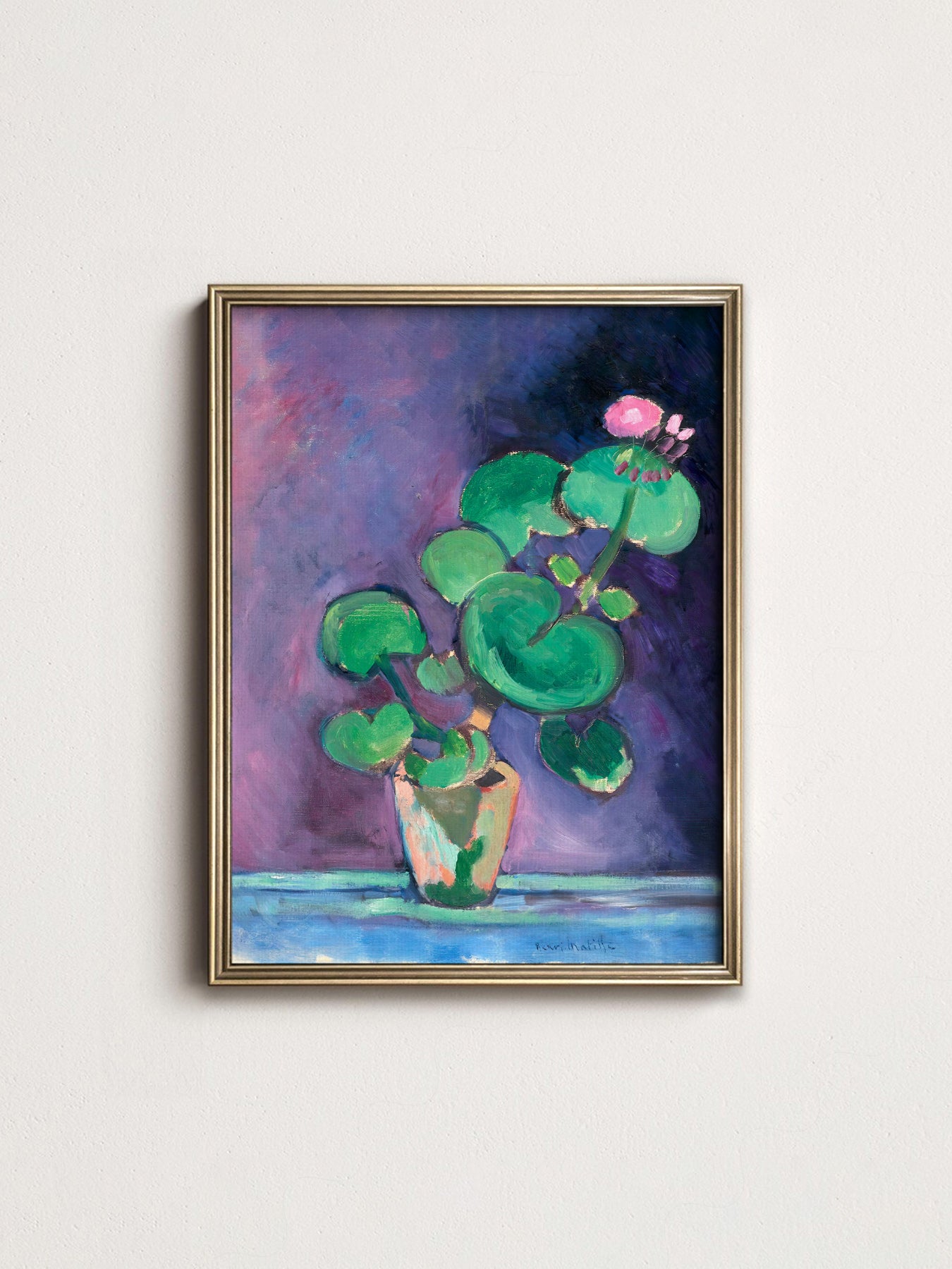 Multiple size options for Henri Matisse Geraniums in Vase wall art print display