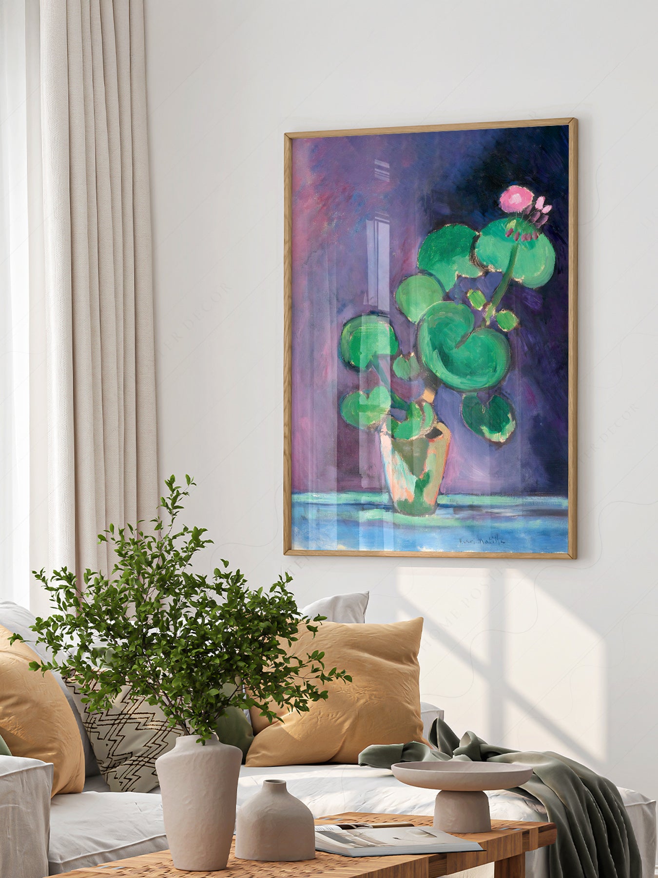 Close-up of Henri Matisse Geraniums in Vase archival print on Premium Matte Paper