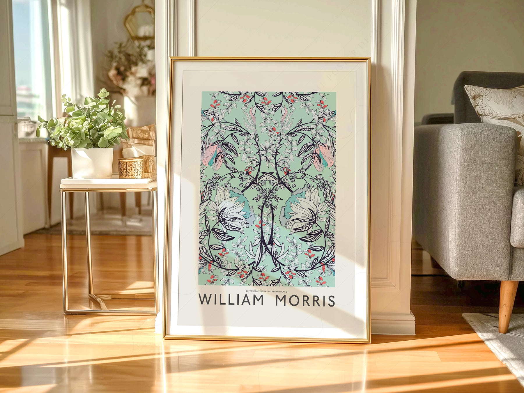 Gallery wall featuring William Morris Floral Cotton fine art print
