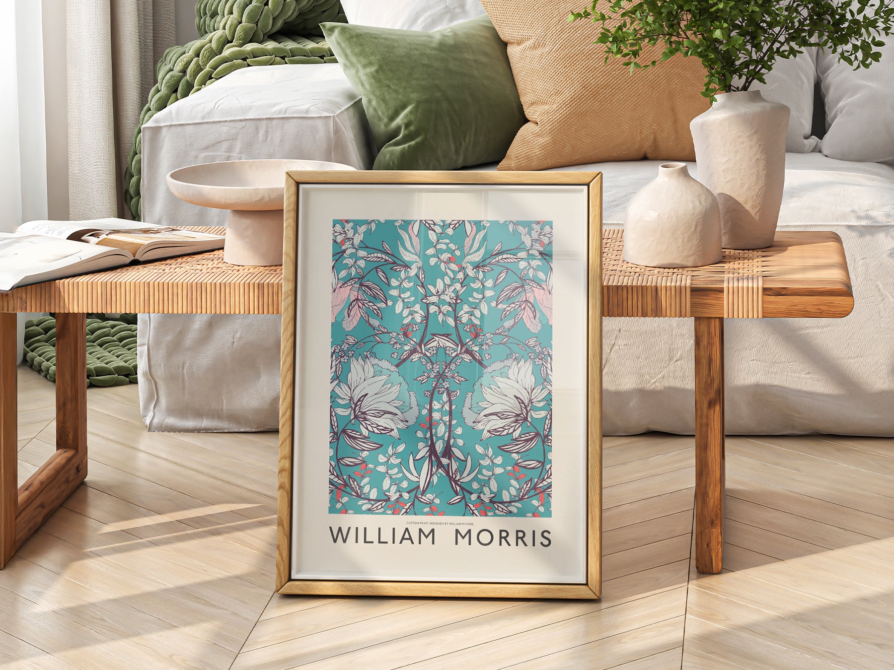 Multiple size options for William Morris Cotton Print Art wall art print display
