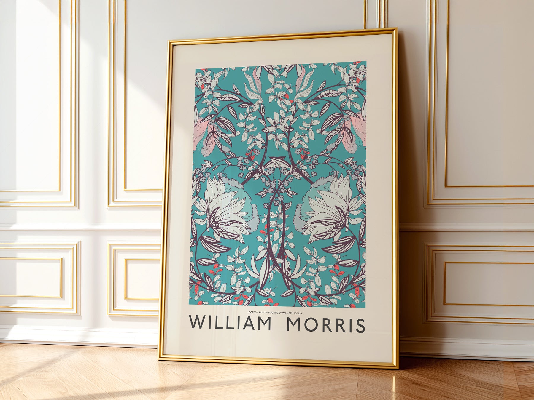 William Morris Cotton Print Art as a statement piece in an eclectic gallery wall