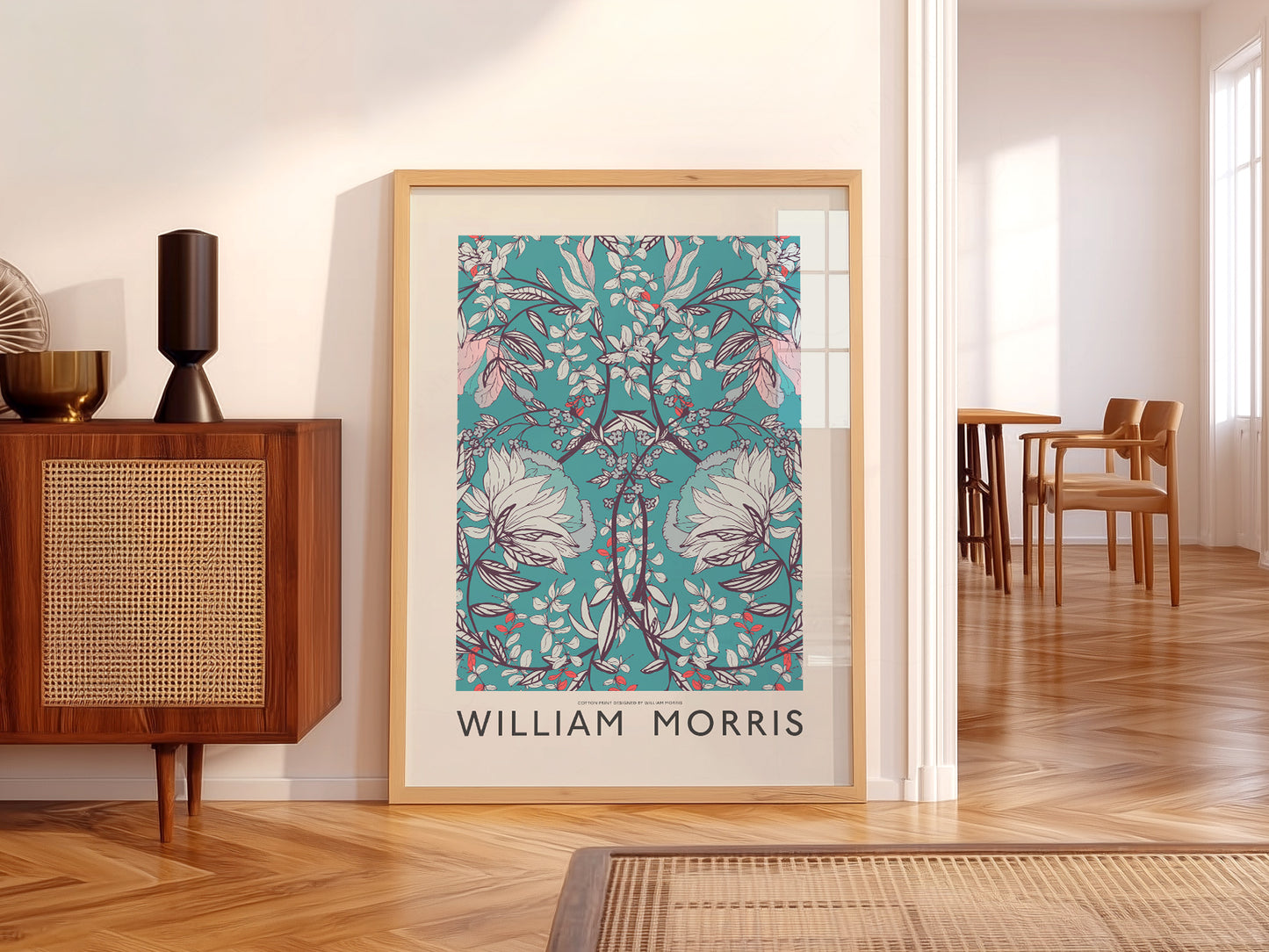 Close-up of William Morris Cotton Print Art archival print on Premium Matte Paper
