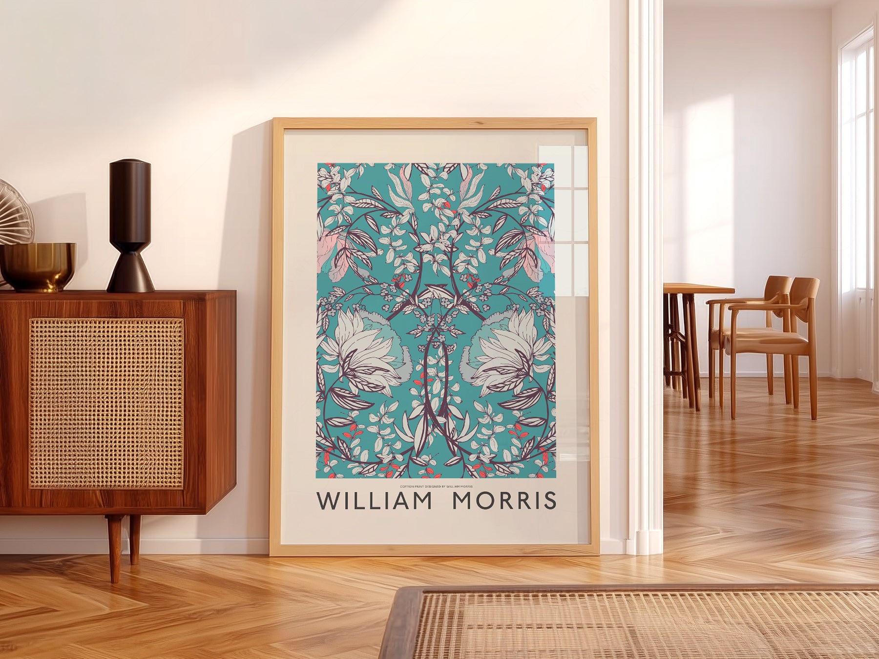 Close-up of William Morris Cotton Print Art archival print on Premium Matte Paper