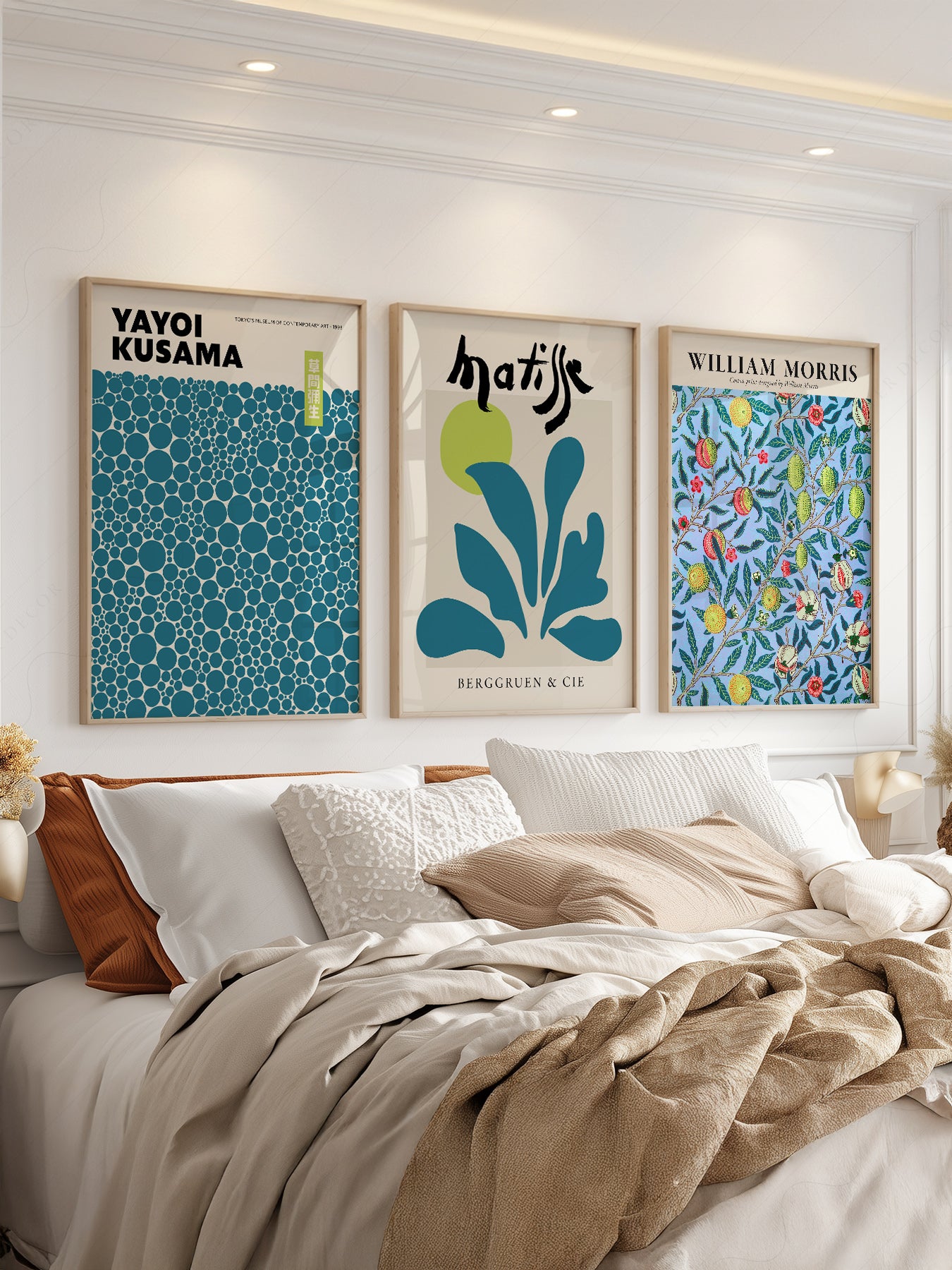 Kusama Matisse Morris Gallery Wall Set of 3 – Teal – museum quality art print