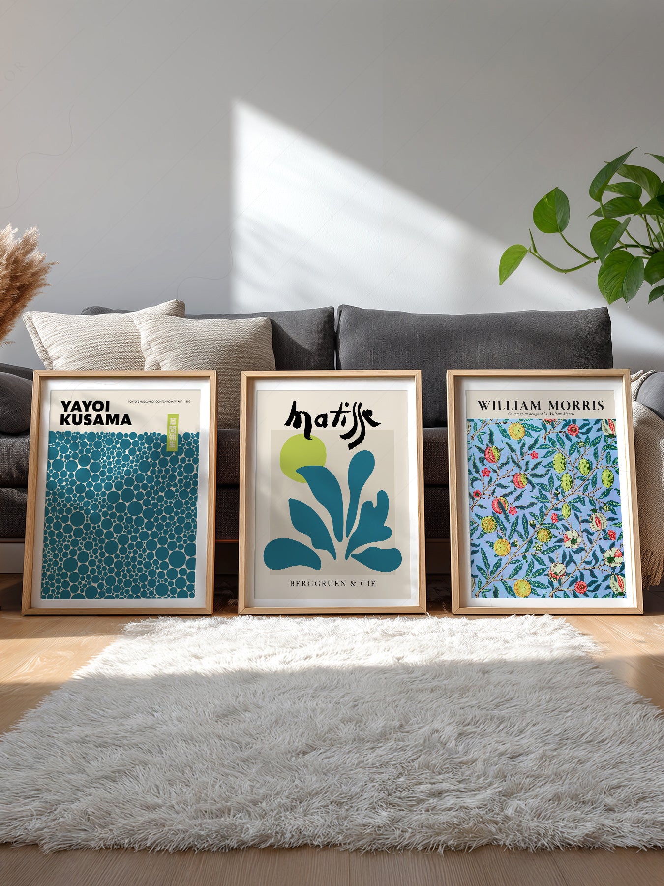 Kusama Matisse Morris Gallery Wall Set of 3 – Teal – gallery wall art poster