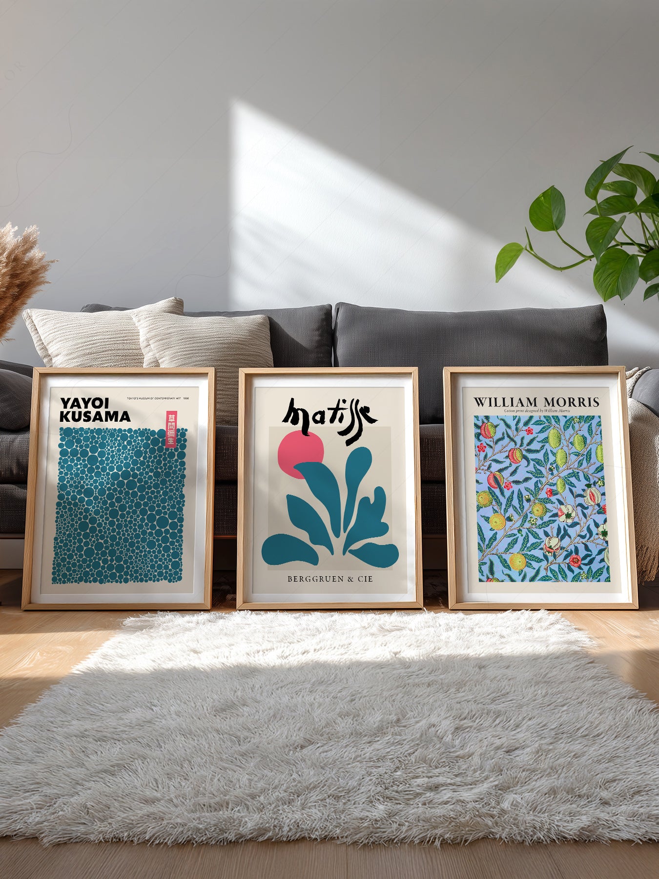 Kusama Matisse William Morris Set of 3 Prints – gallery wall art poster