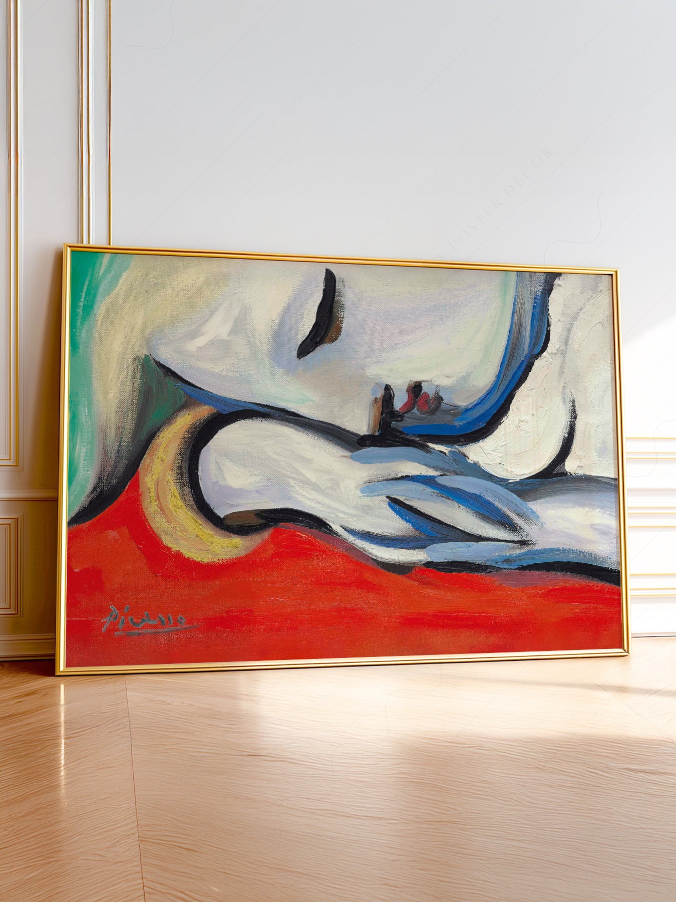 Pablo Picasso Le Repos wall art print featuring an abstract resting figure with bold red and flowing curves.